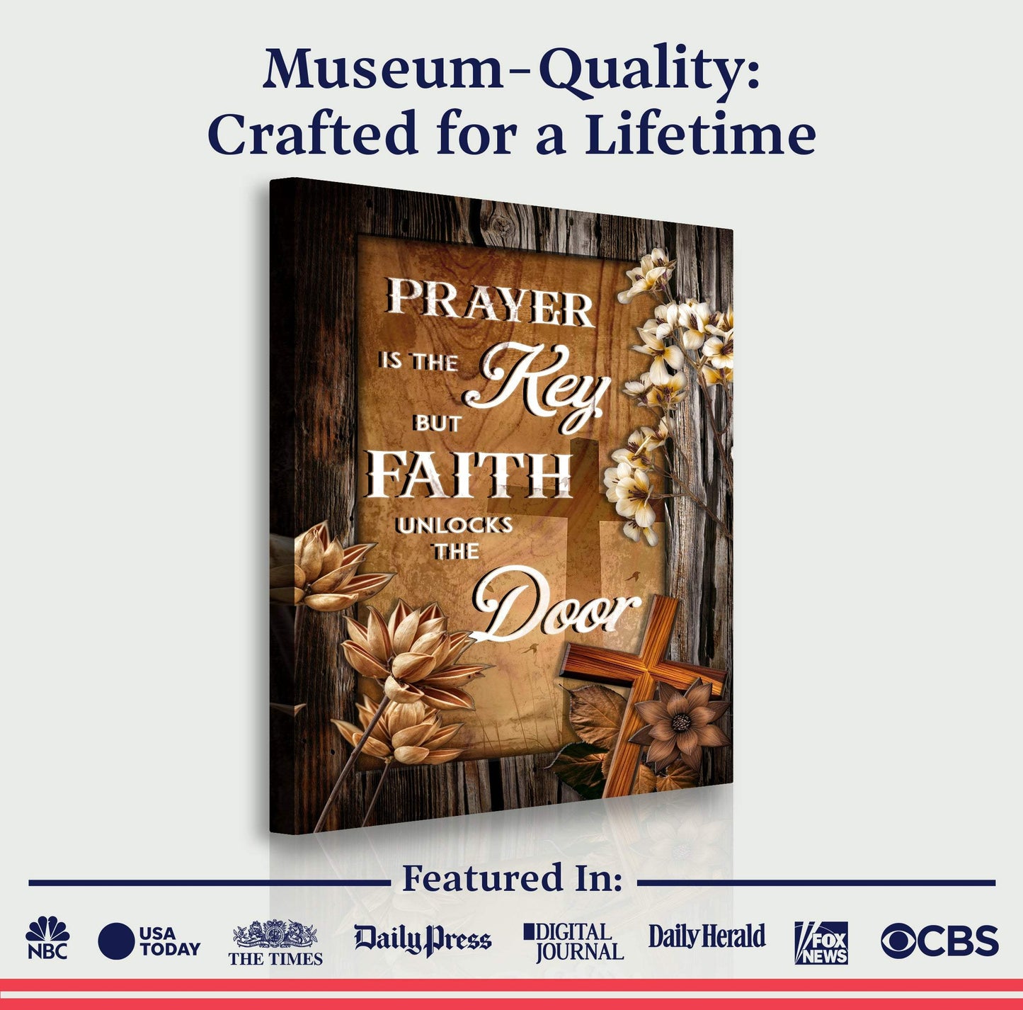 Prayer Is The Key But Faith Unlocks The Door Faith Sign - Tailored Canvases - Flyclothing LLC