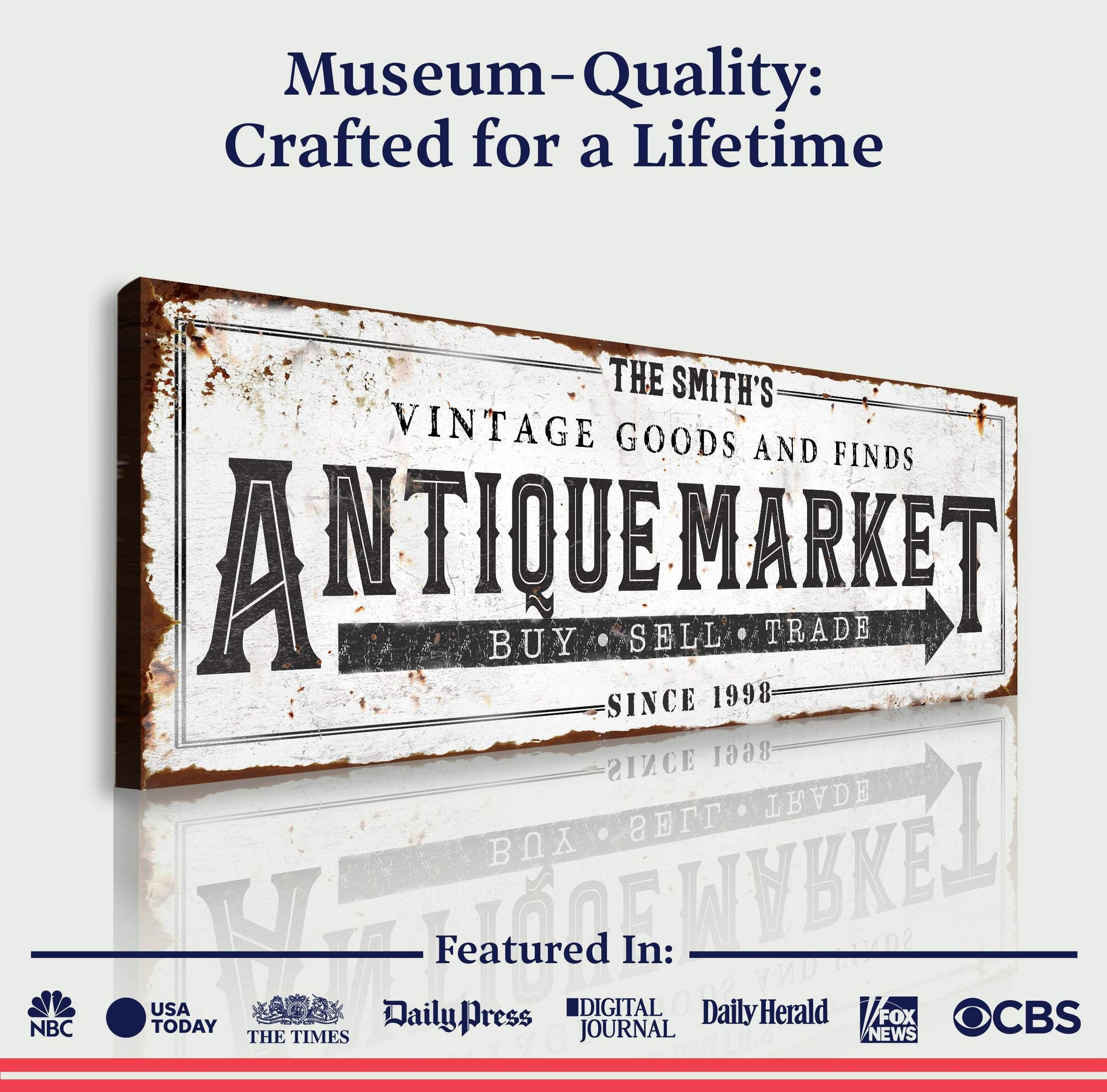 Vintage Antique Market Sign II - Tailored Canvases - Flyclothing LLC