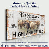 Personalized Highland Cattle Sign III - Tailored Canvases - Flyclothing LLC