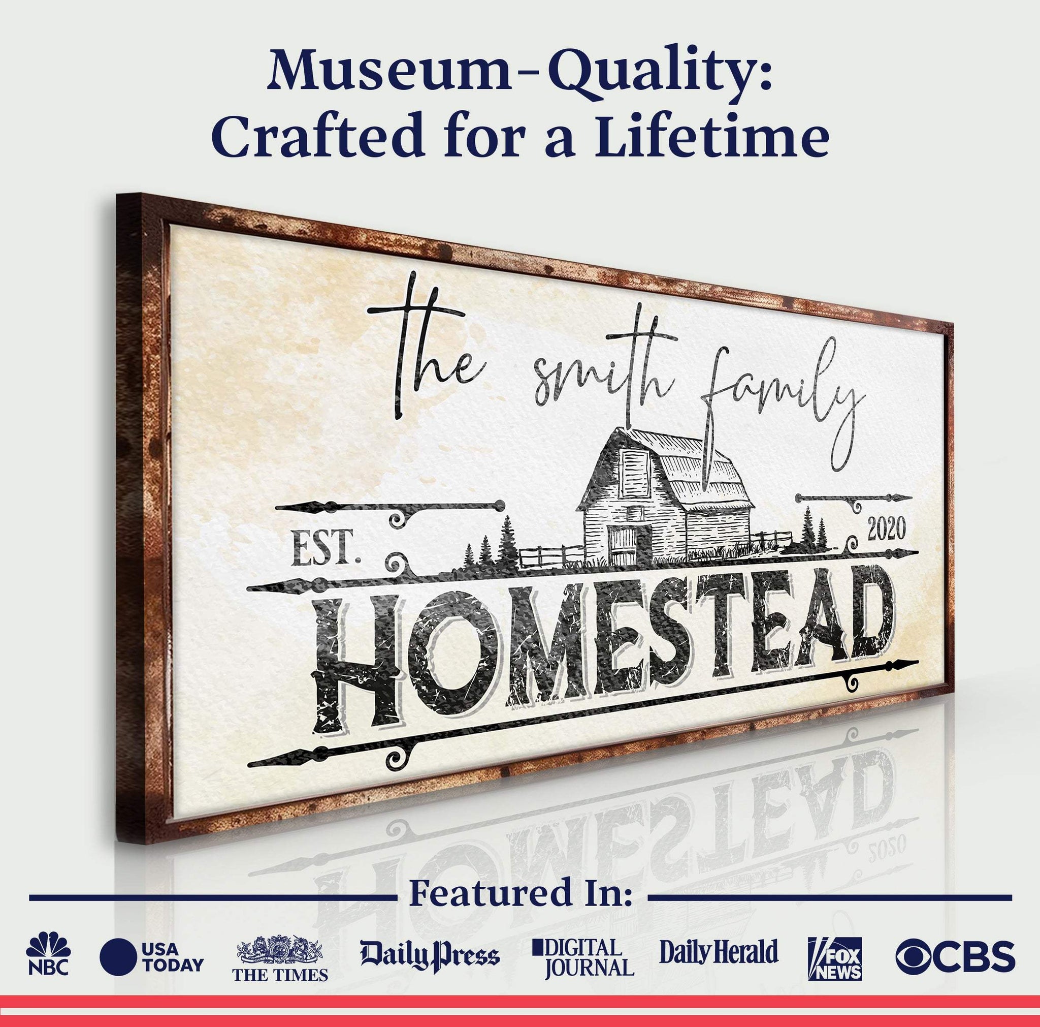 Family Vintage Rust Homestead Sign - Tailored Canvases - Flyclothing LLC
