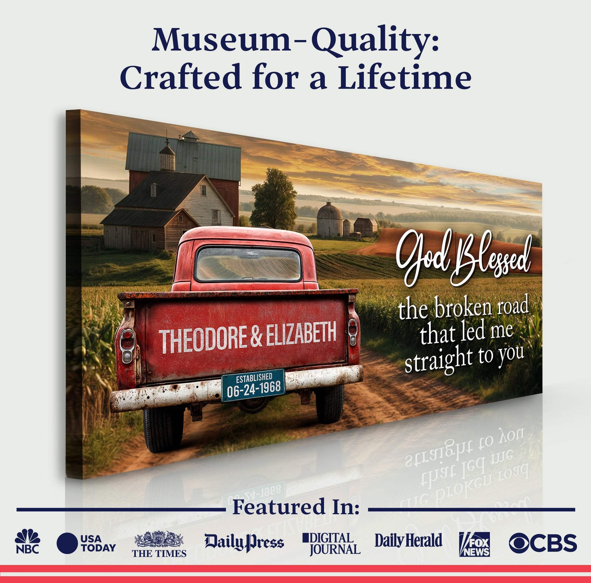 Custom Vintage Truck Couple Sign - Tailored Canvases - Flyclothing LLC