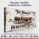 Personalized Hereford Cattle Sign II - Tailored Canvases - Flyclothing LLC