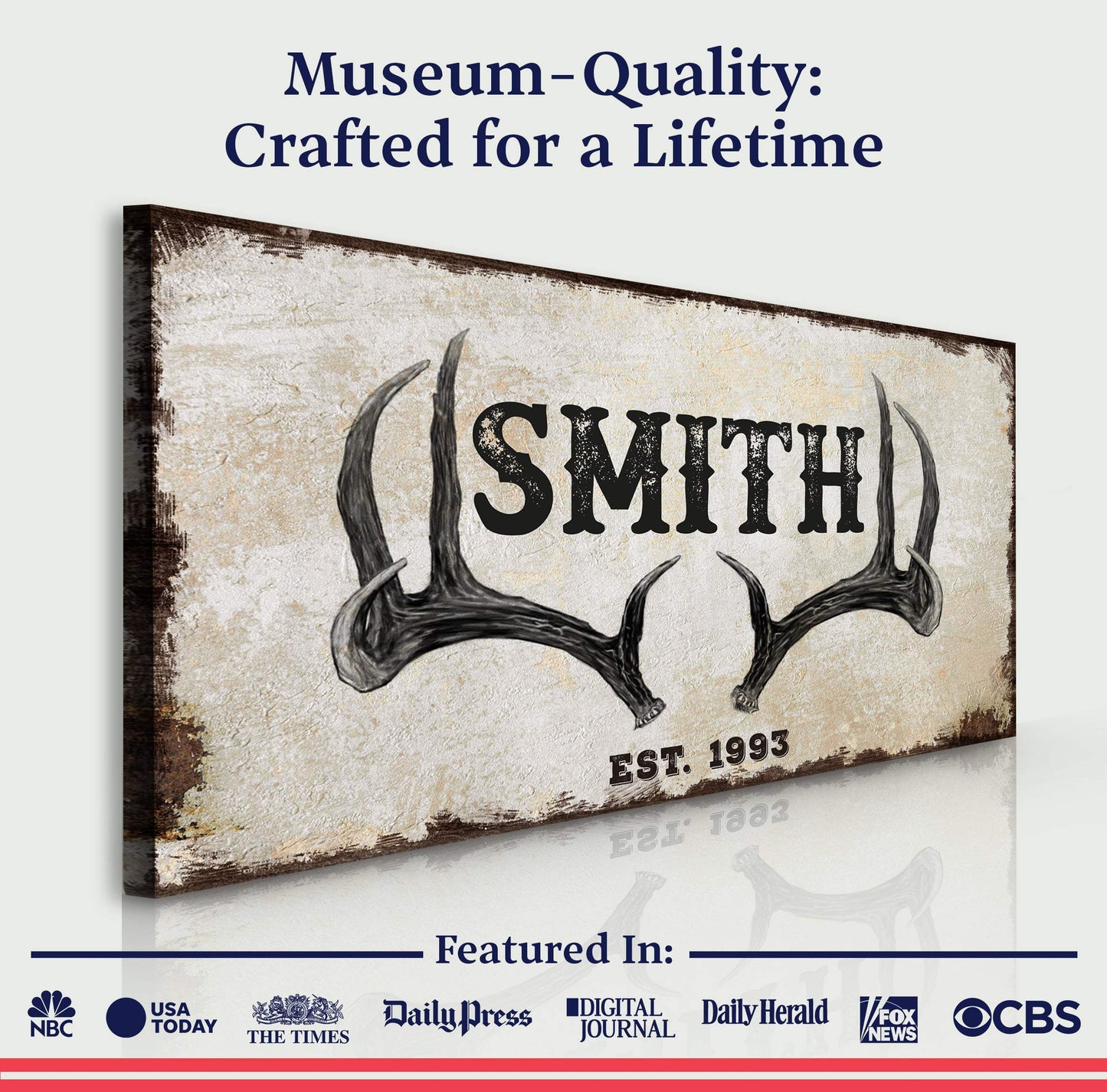 Rustic Family Antler Sign II - Tailored Canvases - Flyclothing LLC