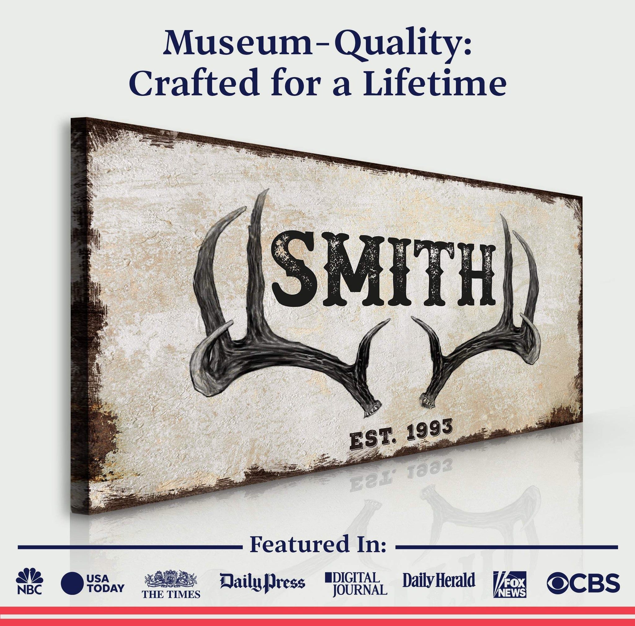 Rustic Family Antler Sign II - Tailored Canvases - Flyclothing LLC