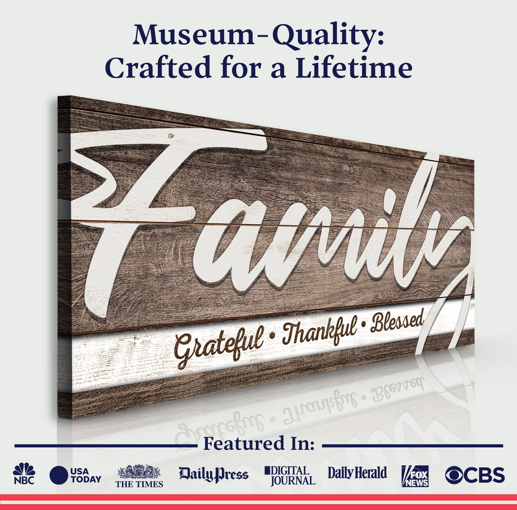 Grateful Thankful Blessed Family Sign III - Tailored Canvases - Flyclothing LLC