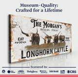 Personalized Long Horn Cattle Sign II - Tailored Canvases - Flyclothing LLC