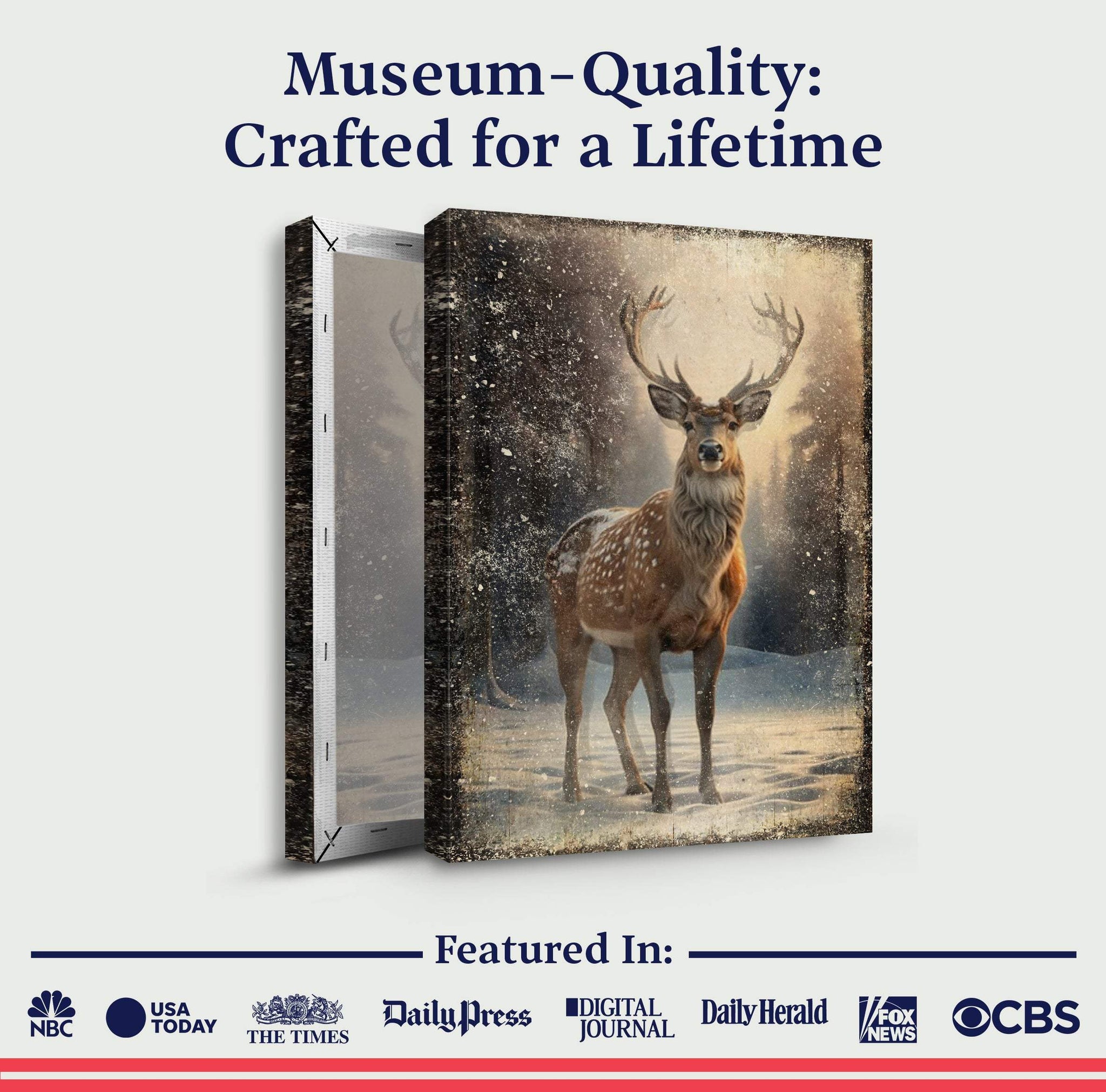 Vintage Winter Deer Christmas Wall Art IV - Tailored Canvases - Flyclothing LLC
