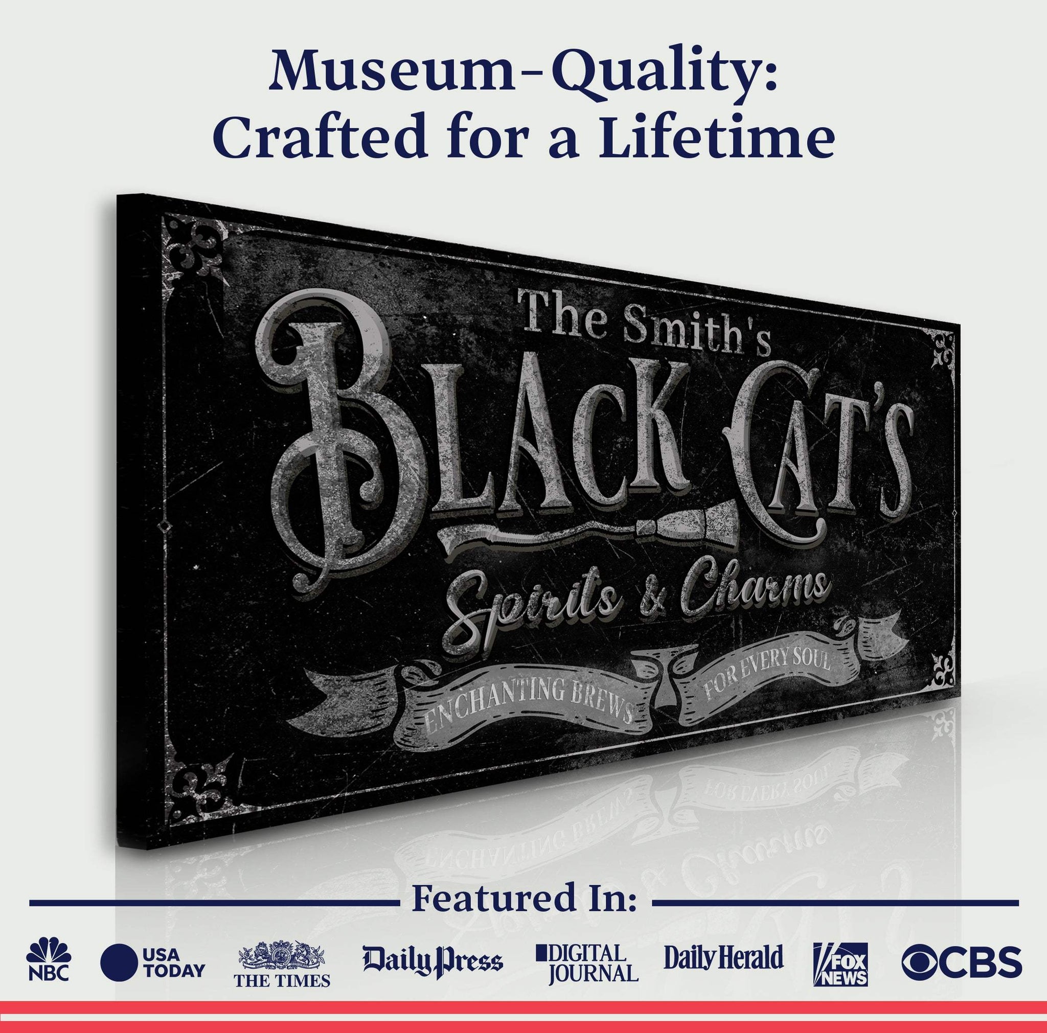 Black Cat’s Spirits & Charms Bar Halloween Sign III - Tailored Canvases - Flyclothing LLC