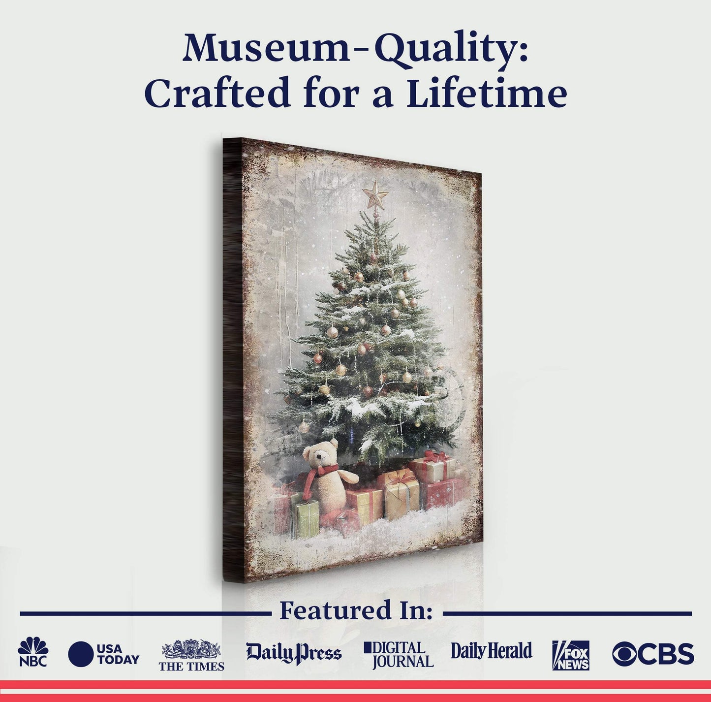 Vintage Christmas Tree With Gifts Wall Art II - Tailored Canvases - Flyclothing LLC