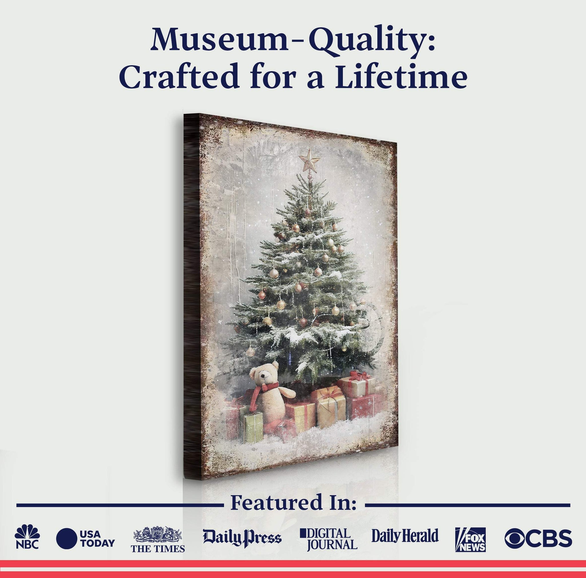 Vintage Christmas Tree With Gifts Wall Art II - Tailored Canvases - Flyclothing LLC