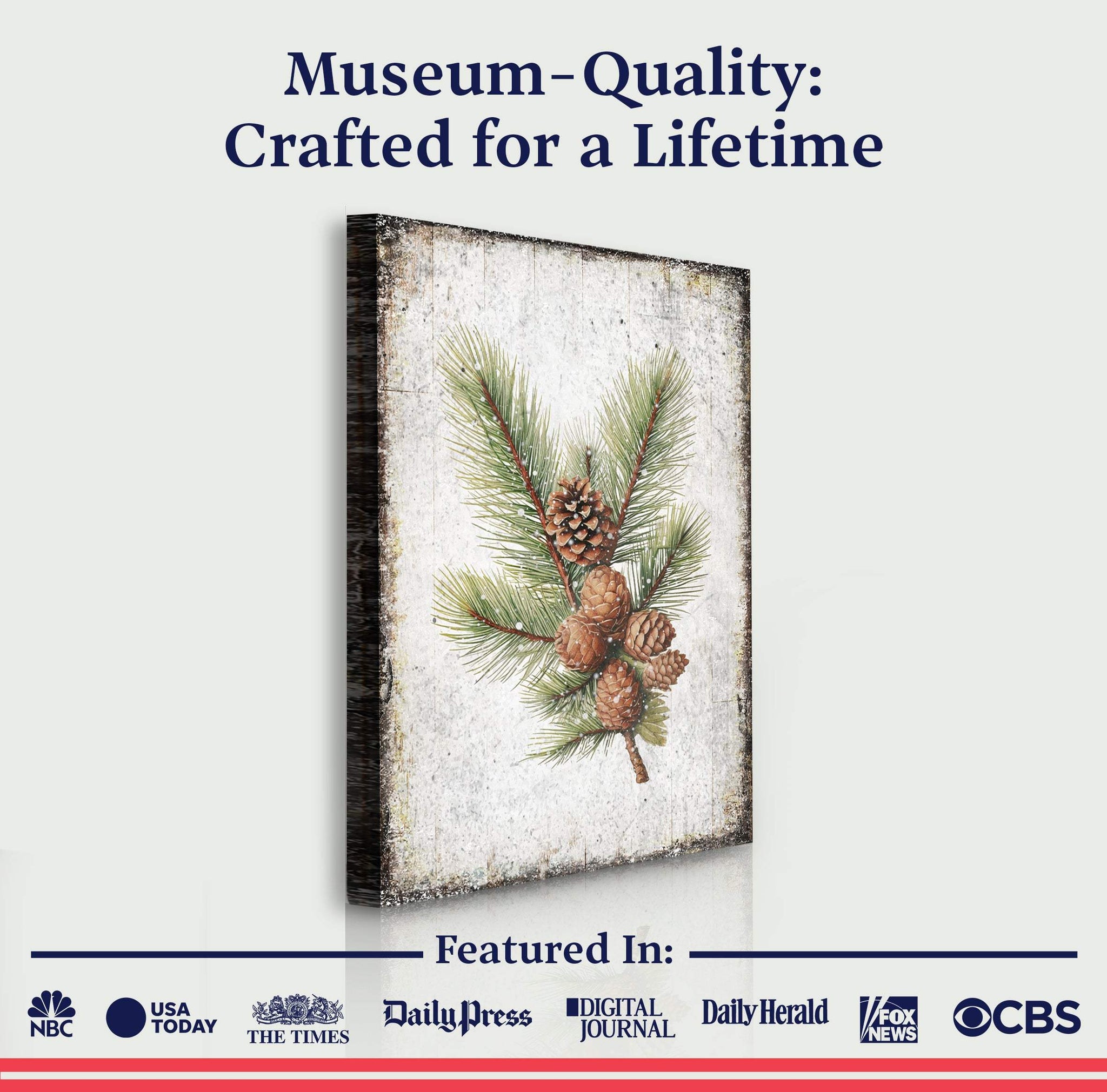 Vintage Winter Pine Cone Christmas Wall Art IV - Tailored Canvases - Flyclothing LLC