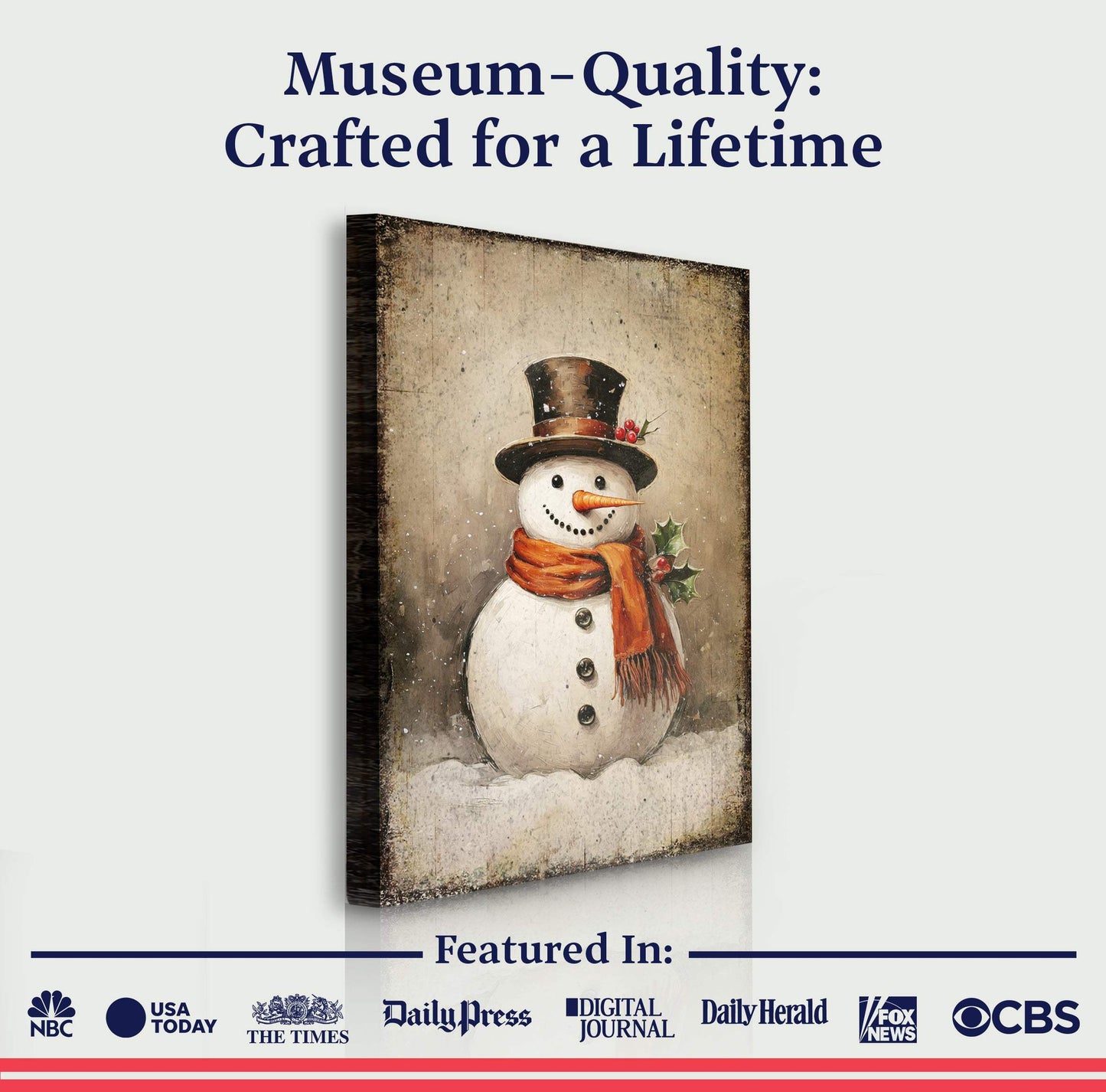 Vintage Snowman Christmas Wall Art IV - Tailored Canvases - Flyclothing LLC