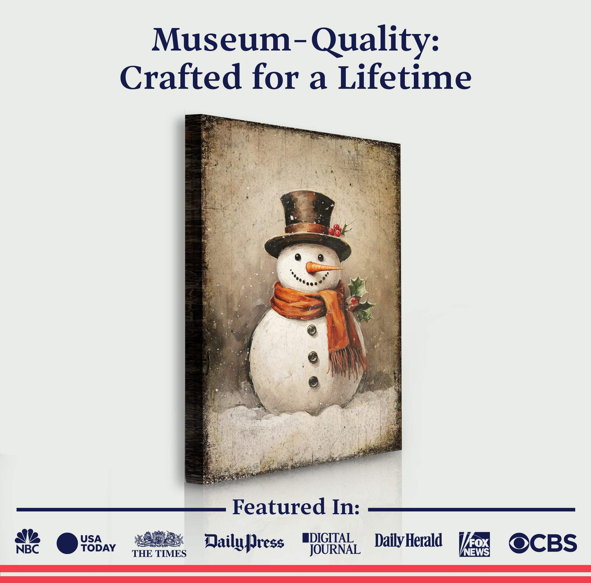 Vintage Snowman Christmas Wall Art IV - Tailored Canvases - Flyclothing LLC