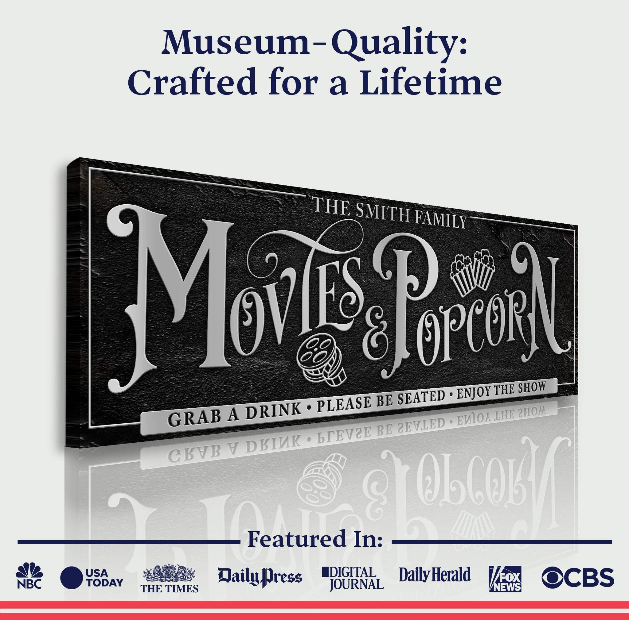 Personalized Movies & Popcorn Sign - Tailored Canvases - Flyclothing LLC