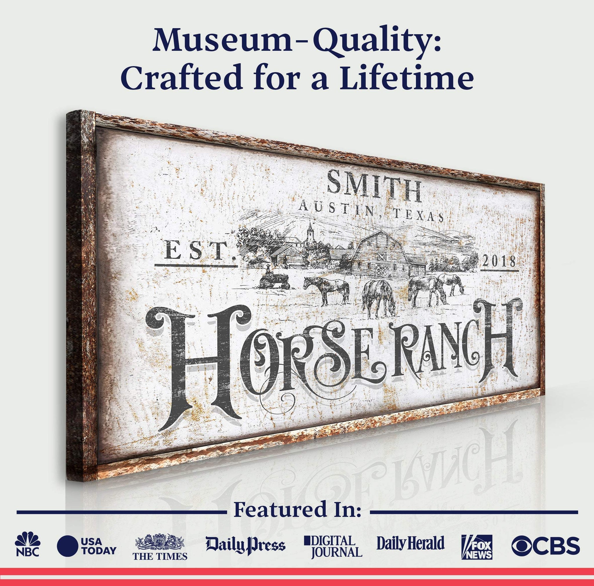 Rustic Vintage Horse Ranch Farmhouse Sign III - Tailored Canvases - Flyclothing LLC