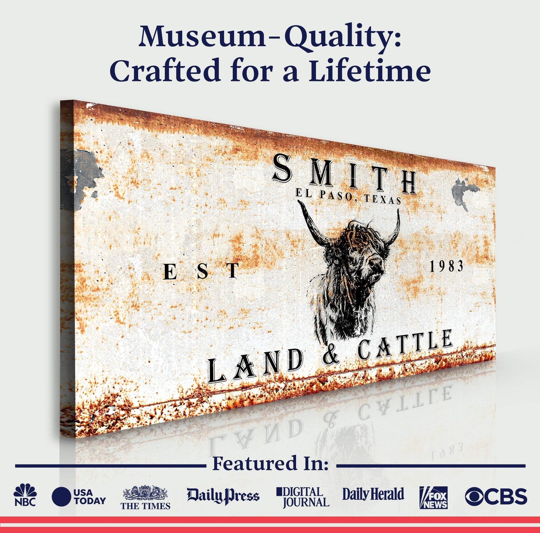 Land And Cattle Rustic Sign II - Tailored Canvases - Flyclothing LLC