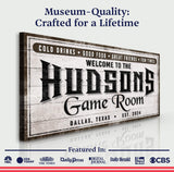 Personalized Game Room Sign IV - Tailored Canvases - Flyclothing LLC