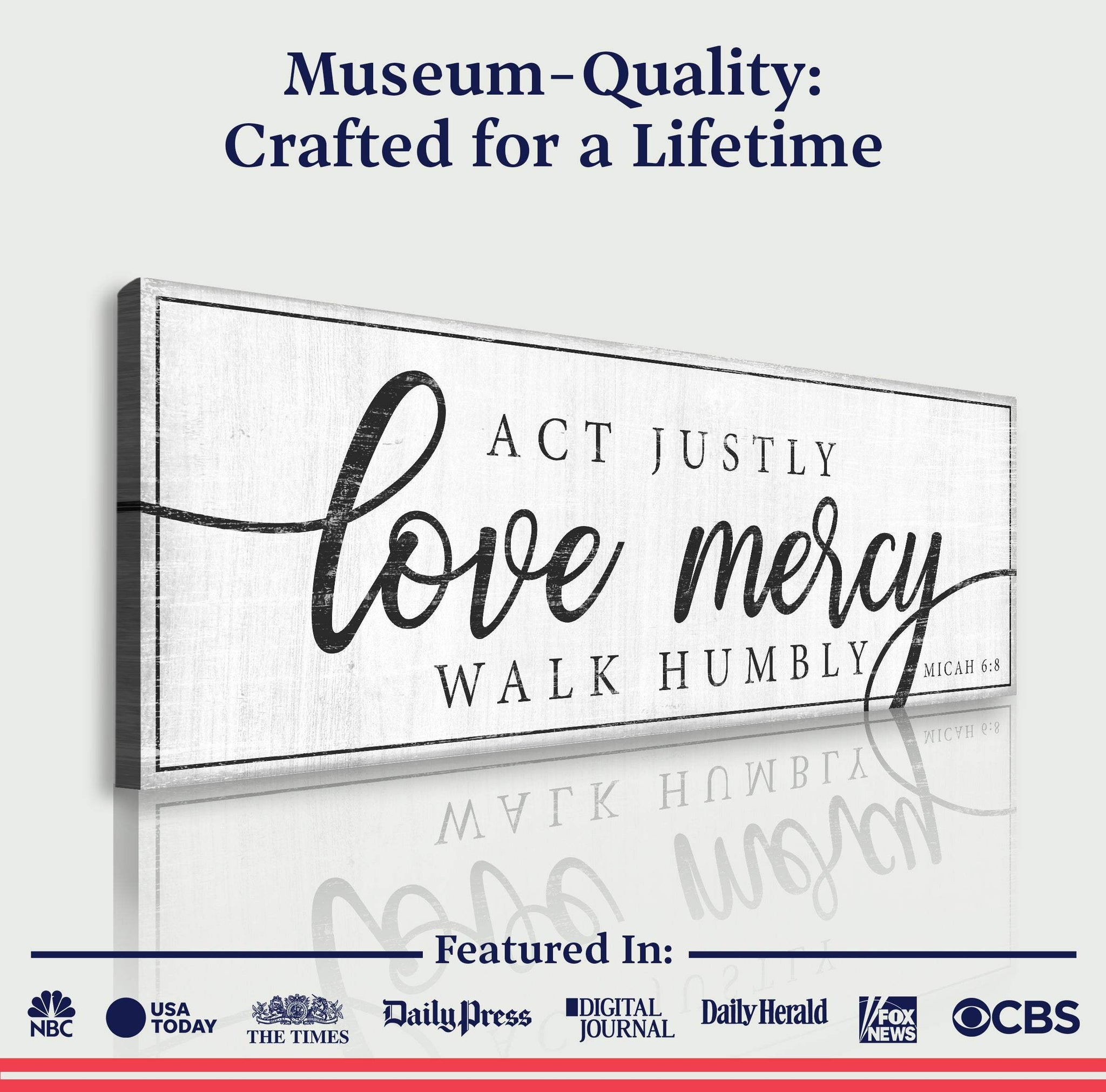 Act Justly Love Mercy Walk Humbly Faith Sign IV - Tailored Canvases - Flyclothing LLC
