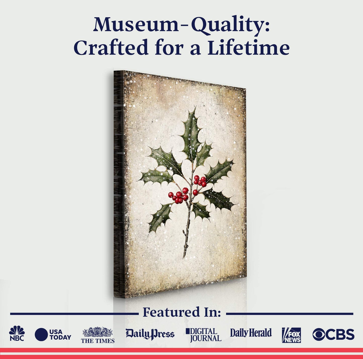 Christmas Holly Wall Art II - Tailored Canvases - Flyclothing LLC