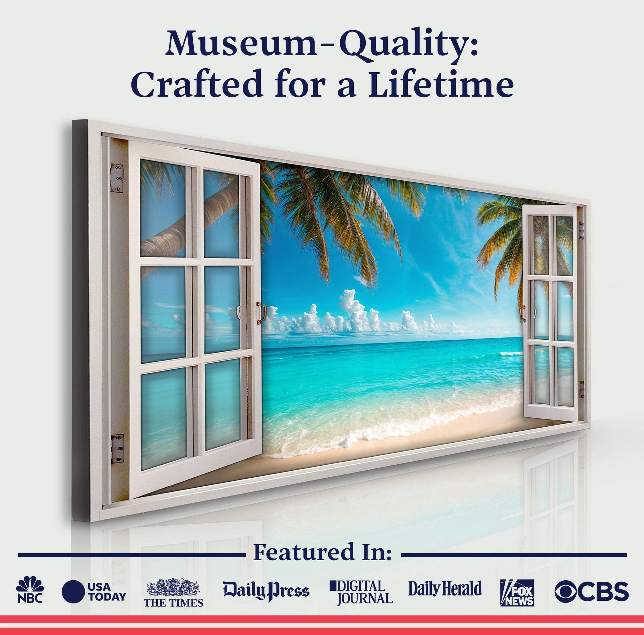 Coconut Palm Beach Window Scenery Wall Art - Tailored Canvases - Flyclothing LLC