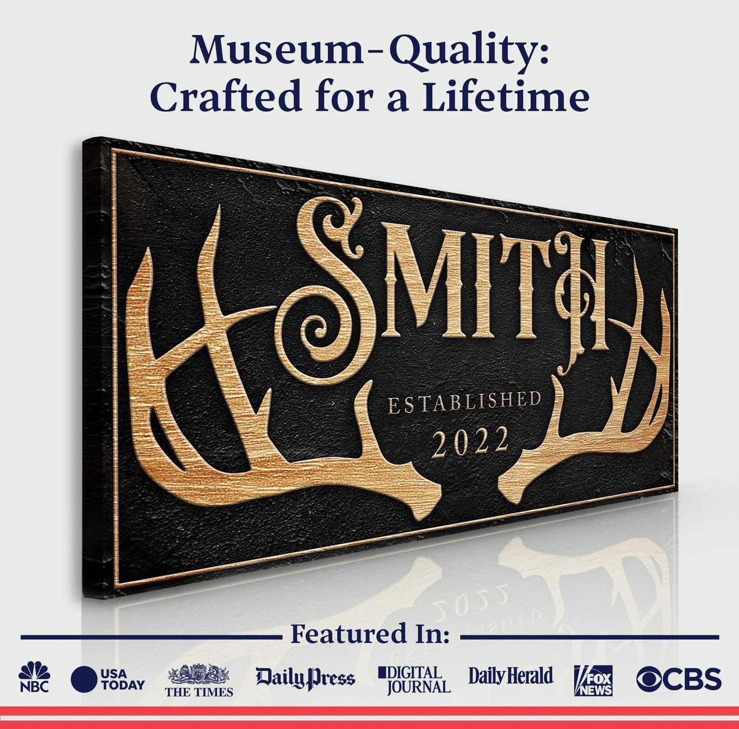 Personalized Family Antler Sign - Tailored Canvases - Flyclothing LLC