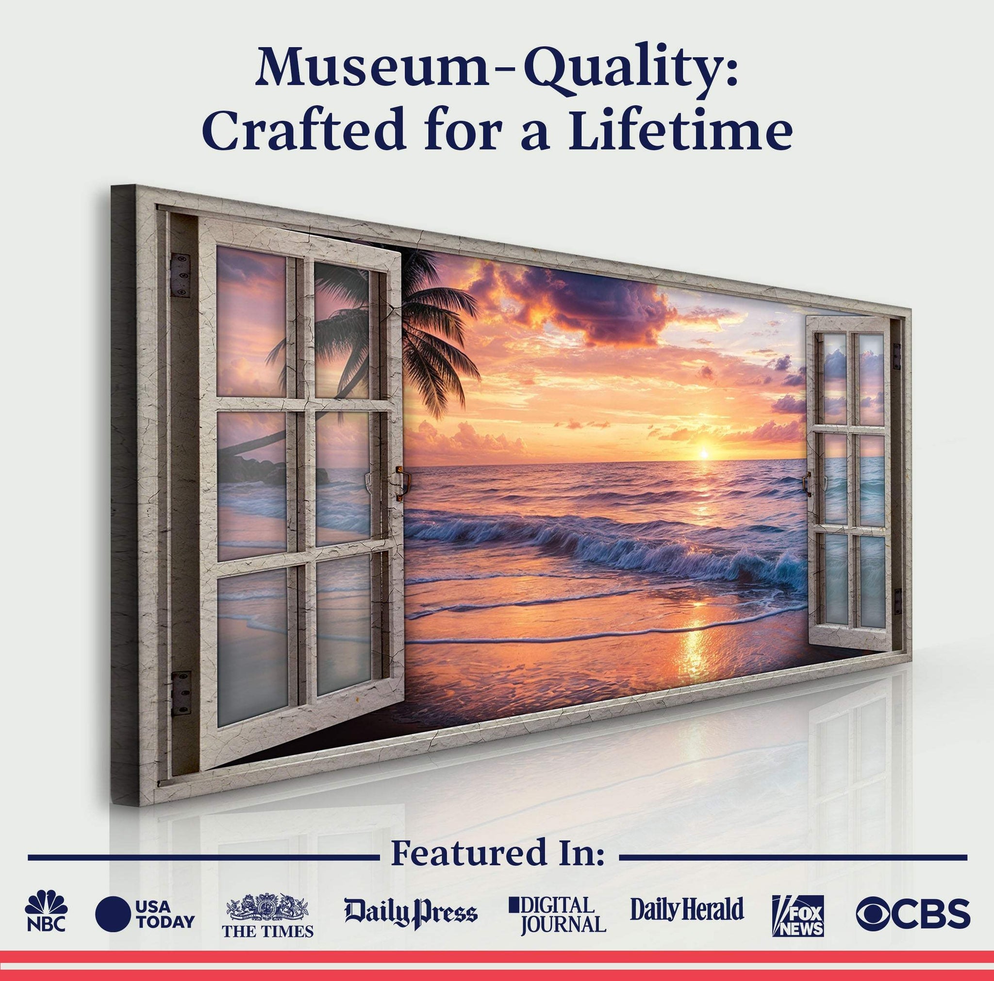 Sunset Beach Window Scenery Wall Art - Tailored Canvases - Flyclothing LLC
