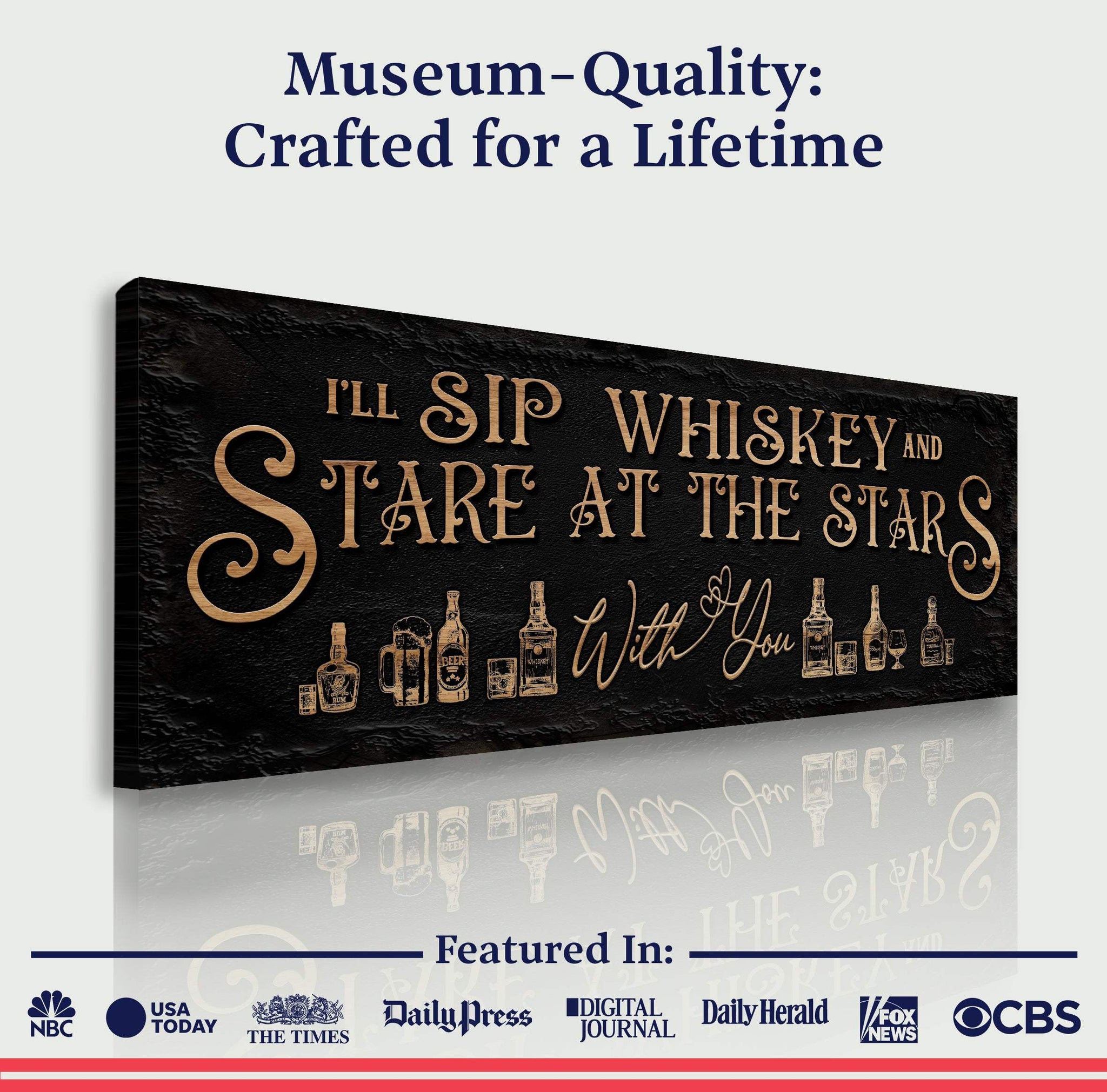 I'll Sip Whiskey And Stare At The Stars Sign - Tailored Canvases - Flyclothing LLC