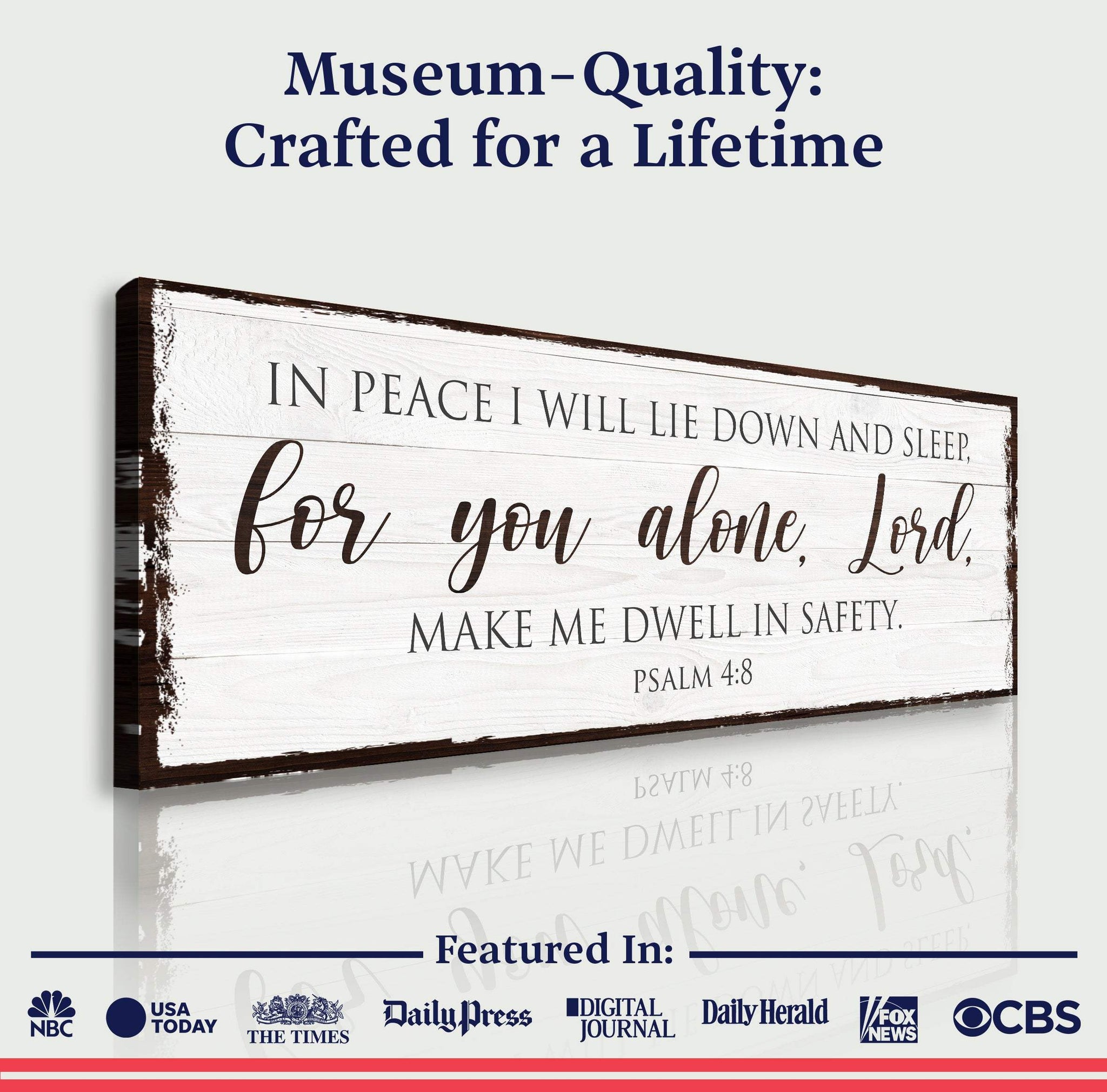 In Peace I Will Lie Down And Sleep For You Alone Lord Psalm 4:8 Faith Sign II - Tailored Canvases - Flyclothing LLC