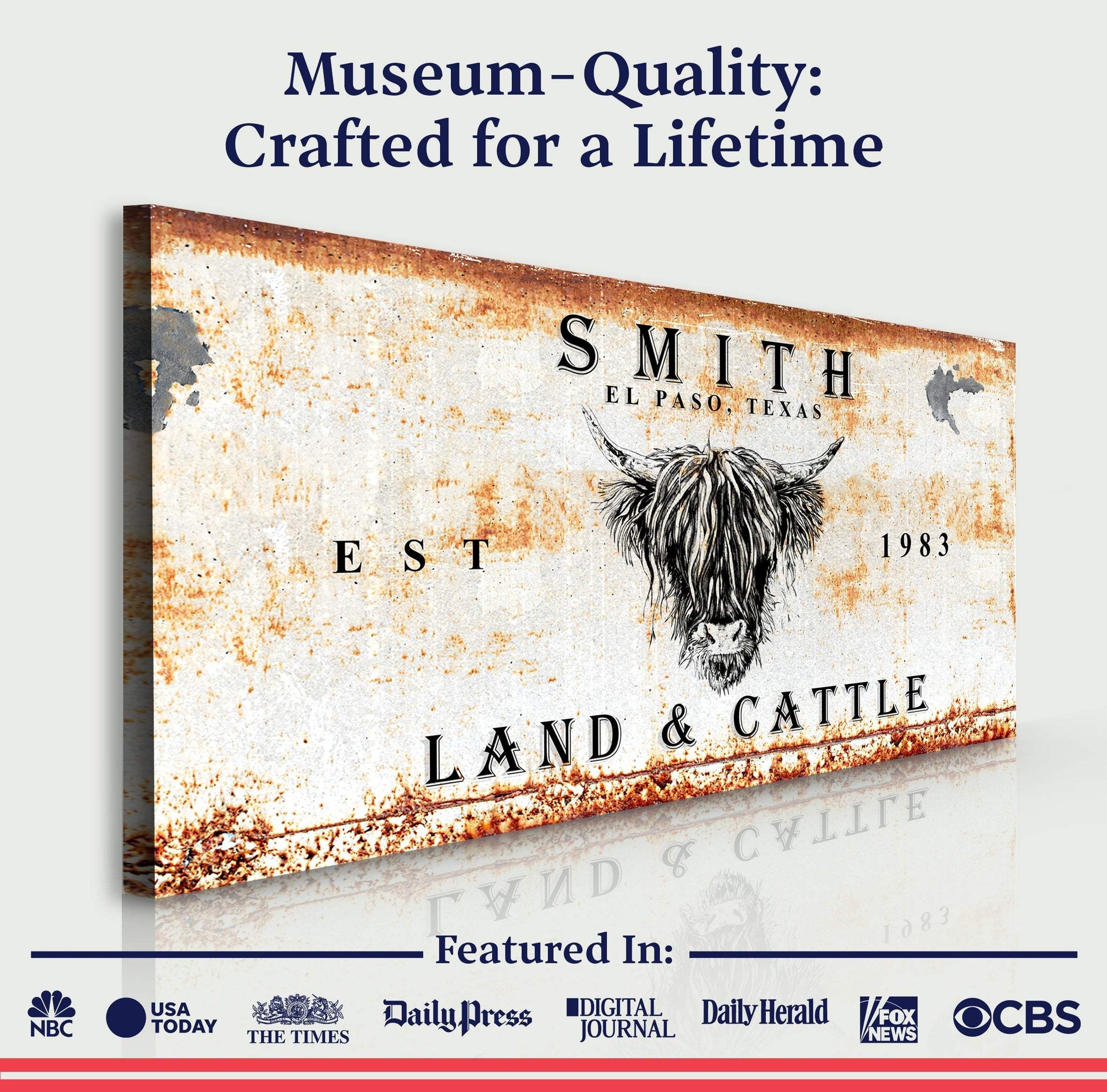 Land And Cattle Rustic Sign III - Tailored Canvases - Flyclothing LLC