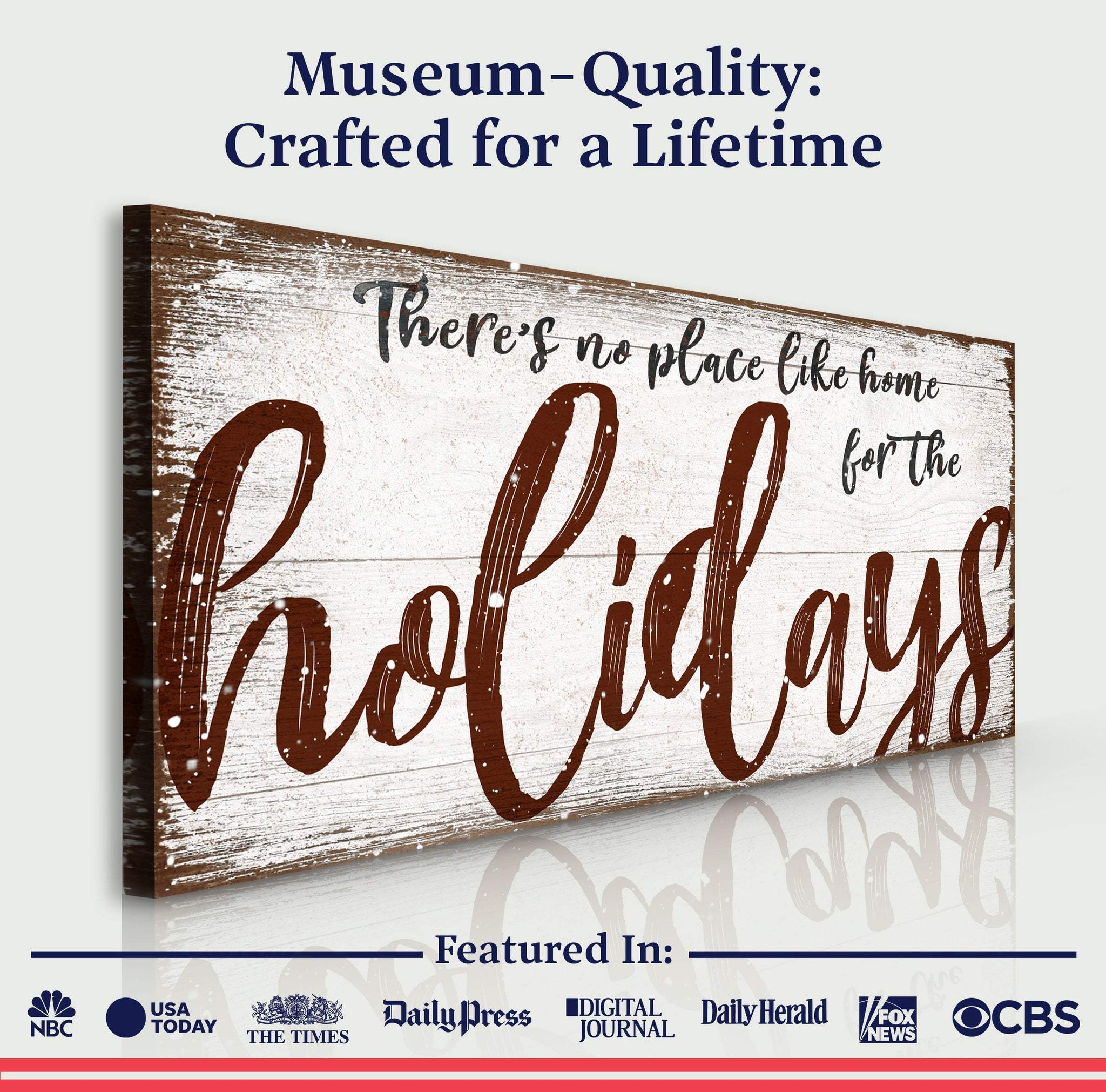 There's No Place Like Home for The Holidays Christmas Sign - Tailored Canvases - Flyclothing LLC