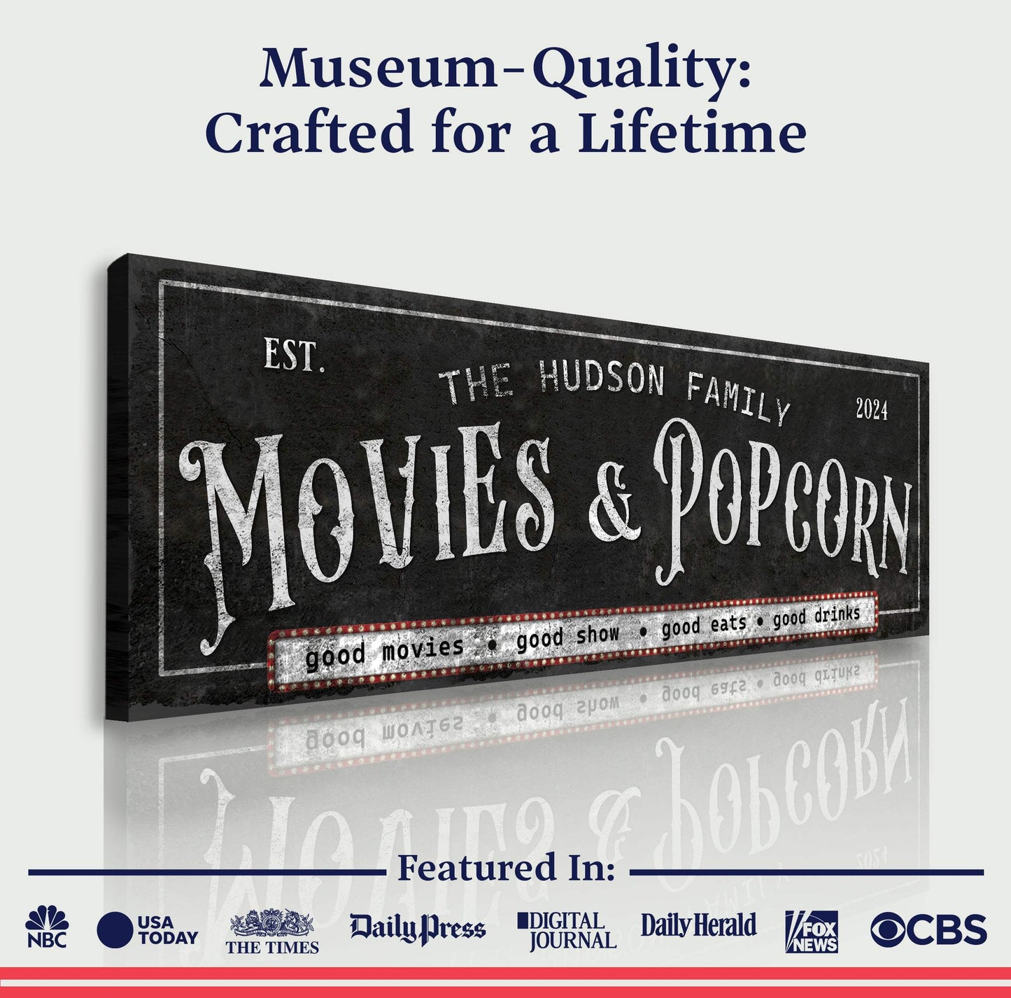 Personalized Movies & Popcorn Sign II - Tailored Canvases - Flyclothing LLC