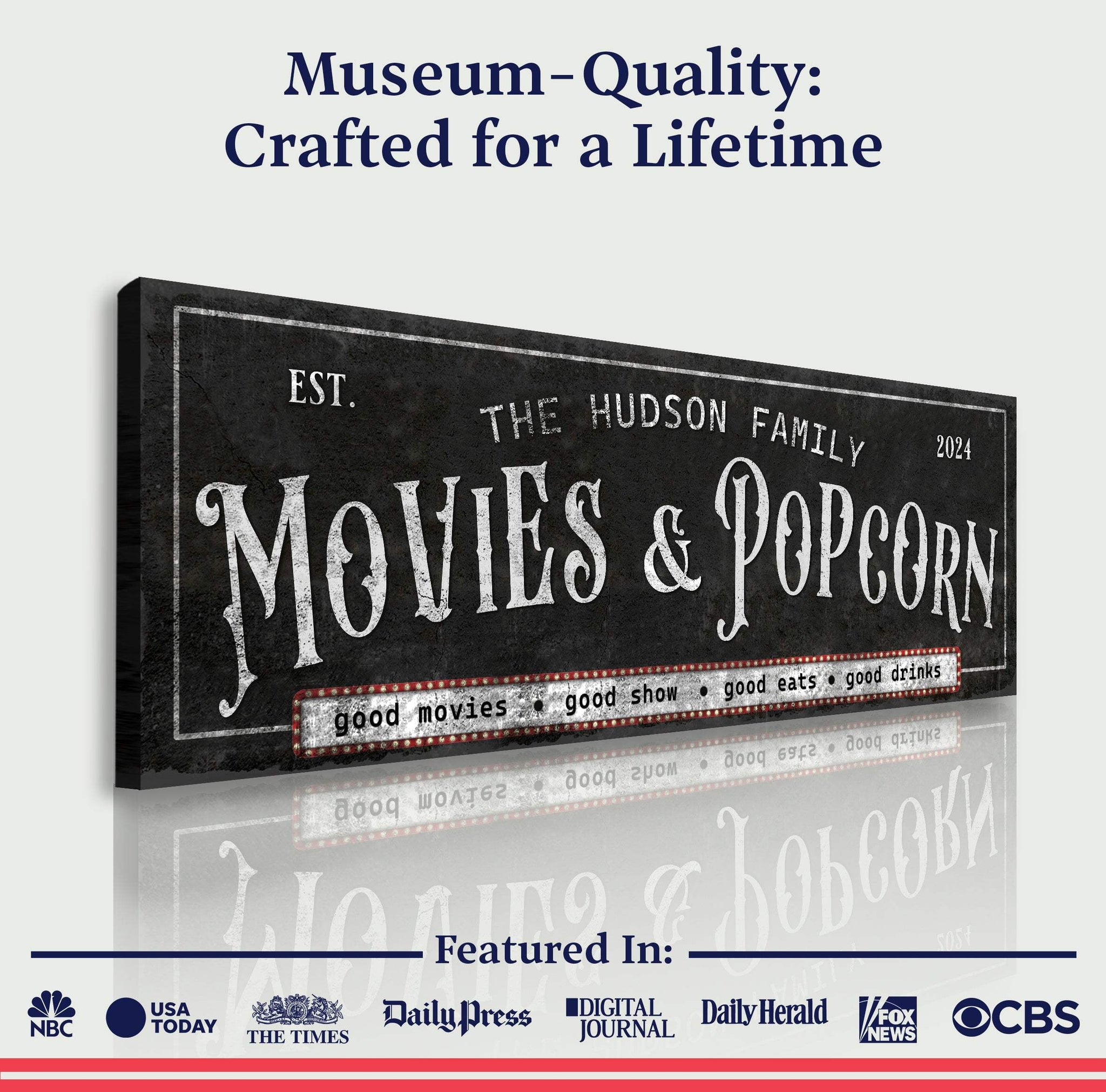 Personalized Movies & Popcorn Sign II - Tailored Canvases - Flyclothing LLC