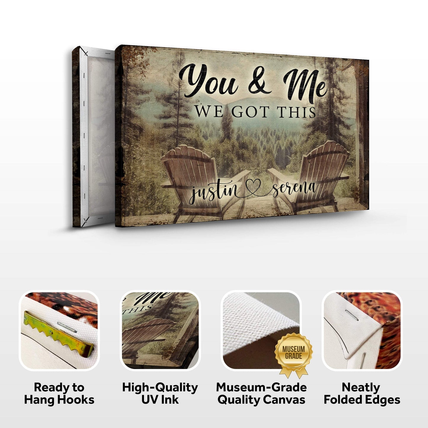 You And Me We Got This Signs | Couple Name Sign Wall Art | Couple Mountain Sign Decor | Personalized Housewarming Gift | Anniversary Gift (ETSY) - Tailored Canvases - Flyclothing LLC