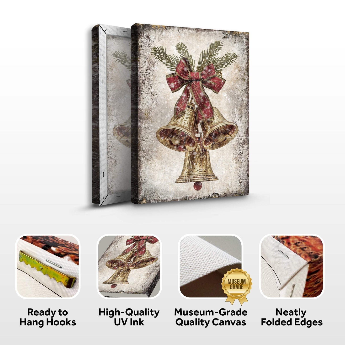 Vintage Christmas Bells Wall Art - Tailored Canvases - Flyclothing LLC