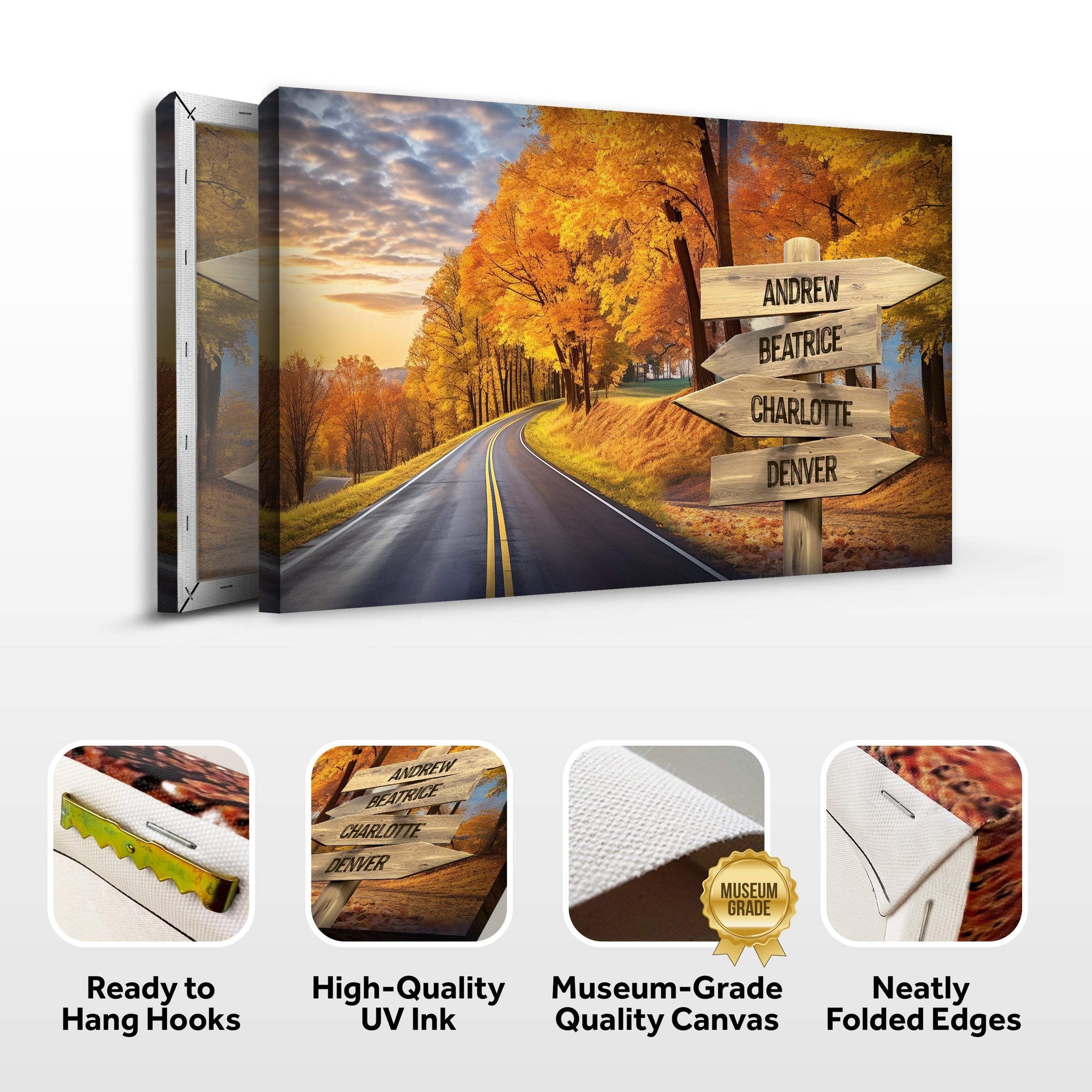 Family Names Autumn Road Sign - Tailored Canvases - Flyclothing LLC