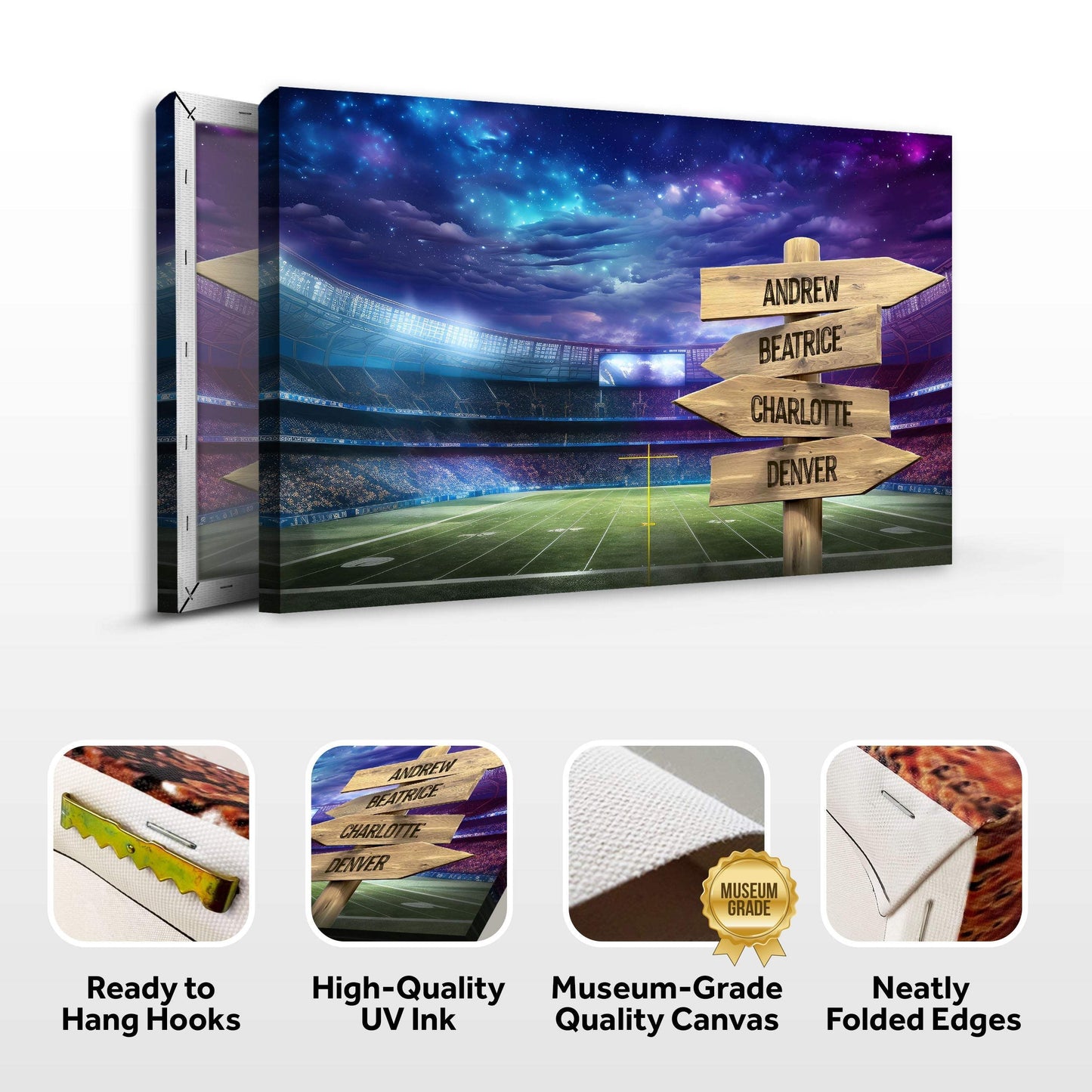 Football Field Family Names Sign - Tailored Canvases - Flyclothing LLC