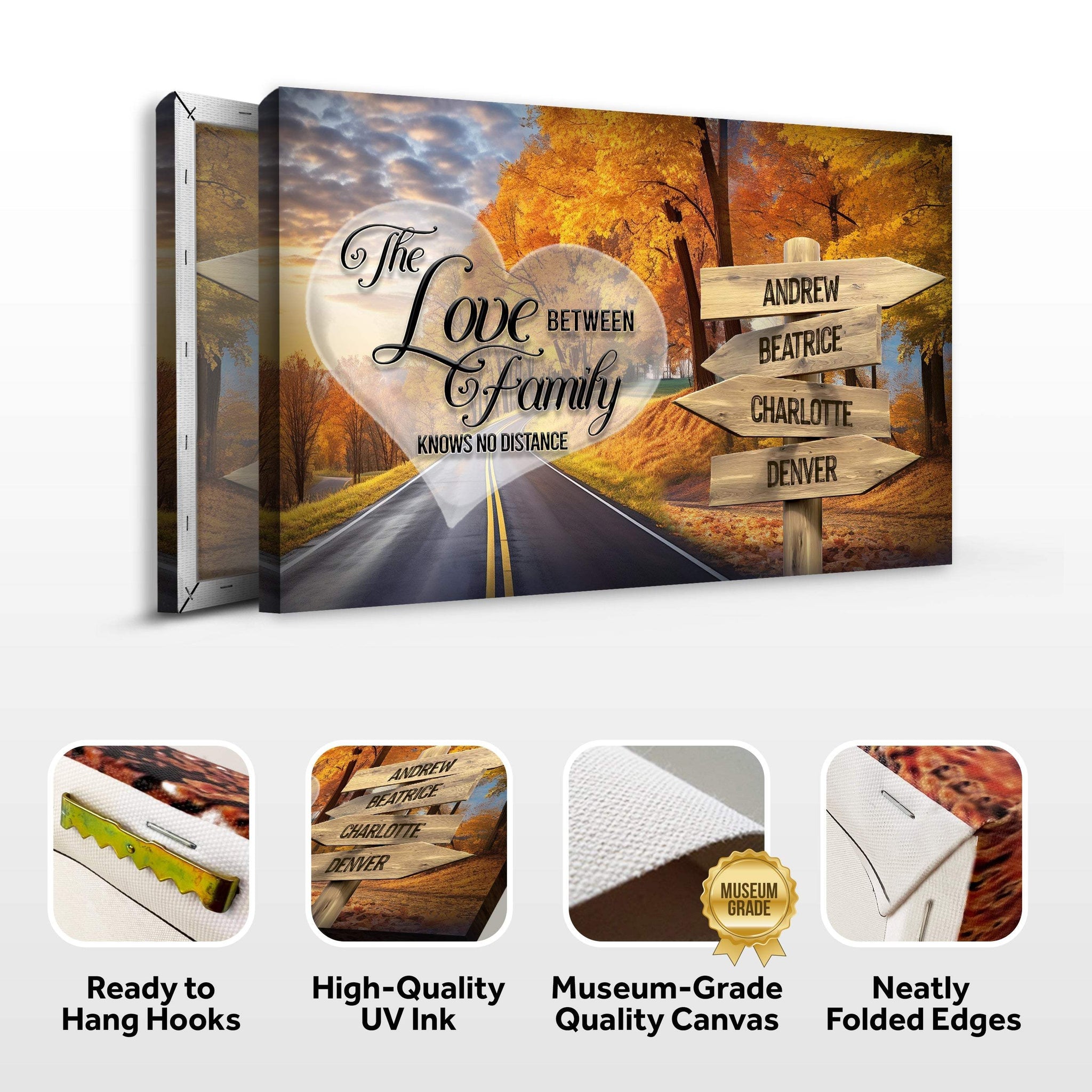 Love Between Family Names Sign - Tailored Canvases - Flyclothing LLC