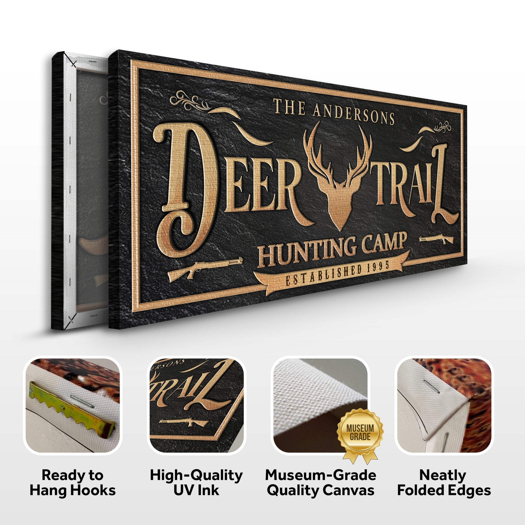 Personalized Deer Trail Hunting Camp Sign - Tailored Canvases - Flyclothing LLC