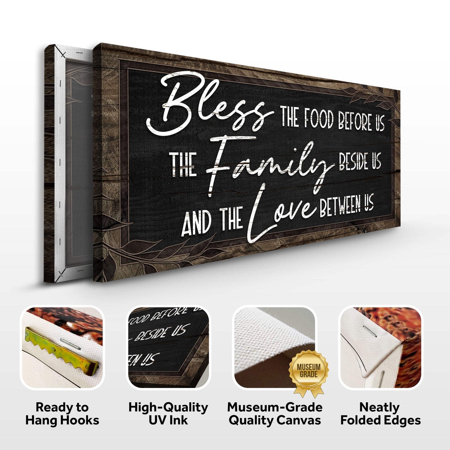 Bless The Food Before Us And The Love Between Us Sign III - Tailored Canvases - Flyclothing LLC