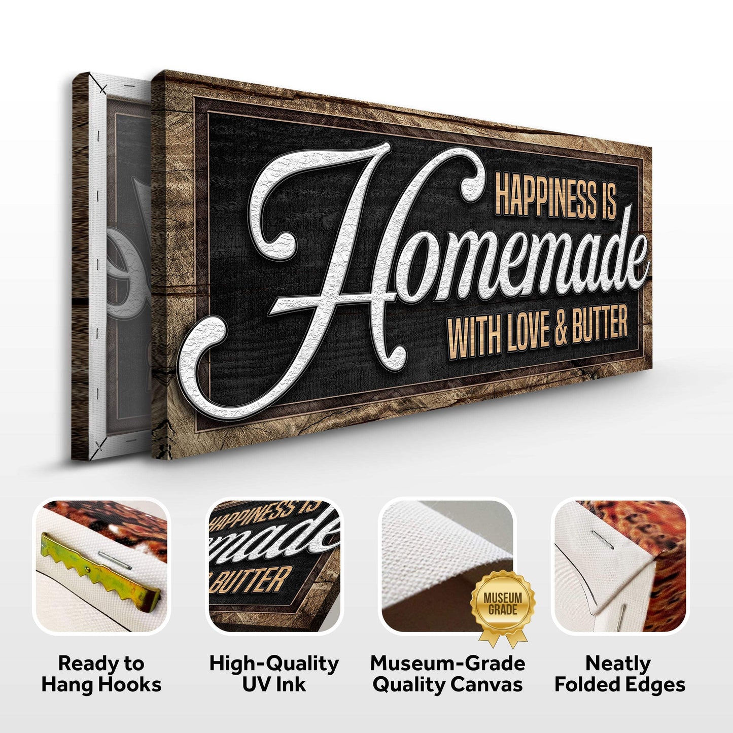 Happiness Is Homemade With Love And Butter Sign II - Tailored Canvases - Flyclothing LLC