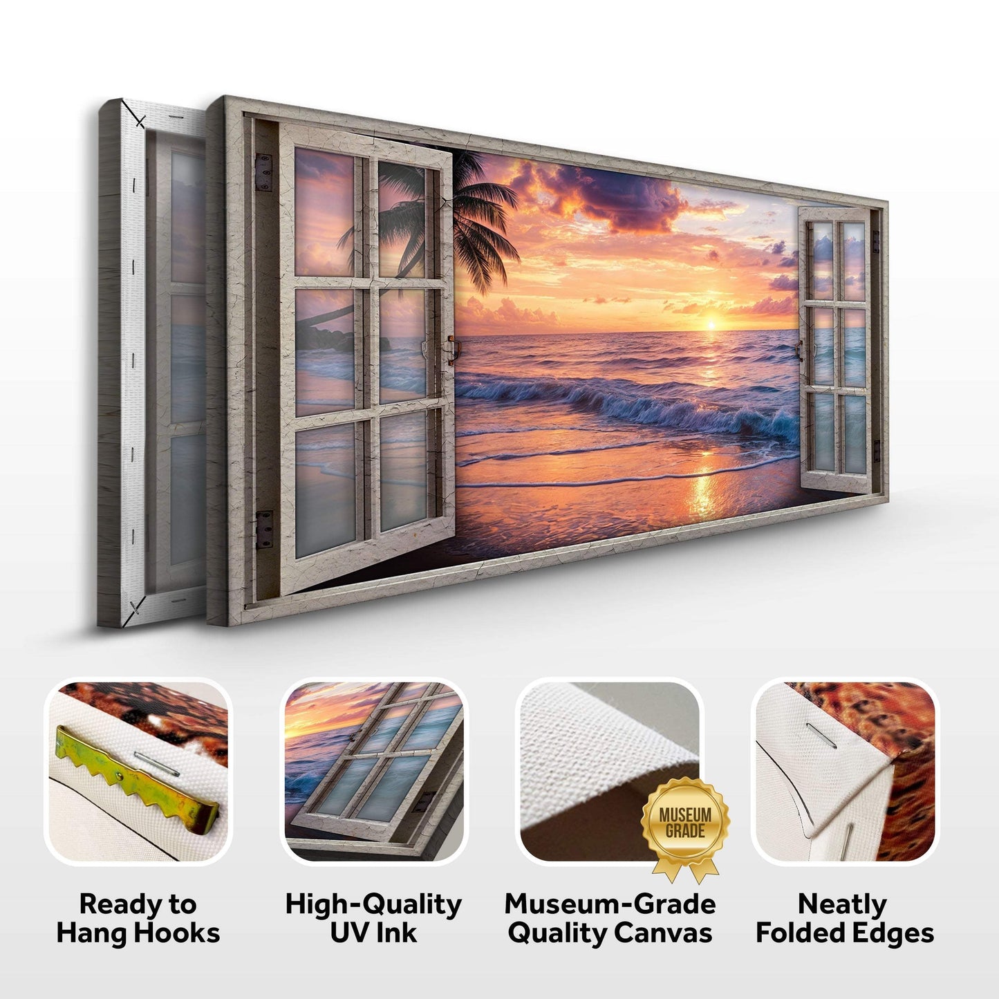 Sunset Beach Window Scenery Wall Art - Tailored Canvases - Flyclothing LLC