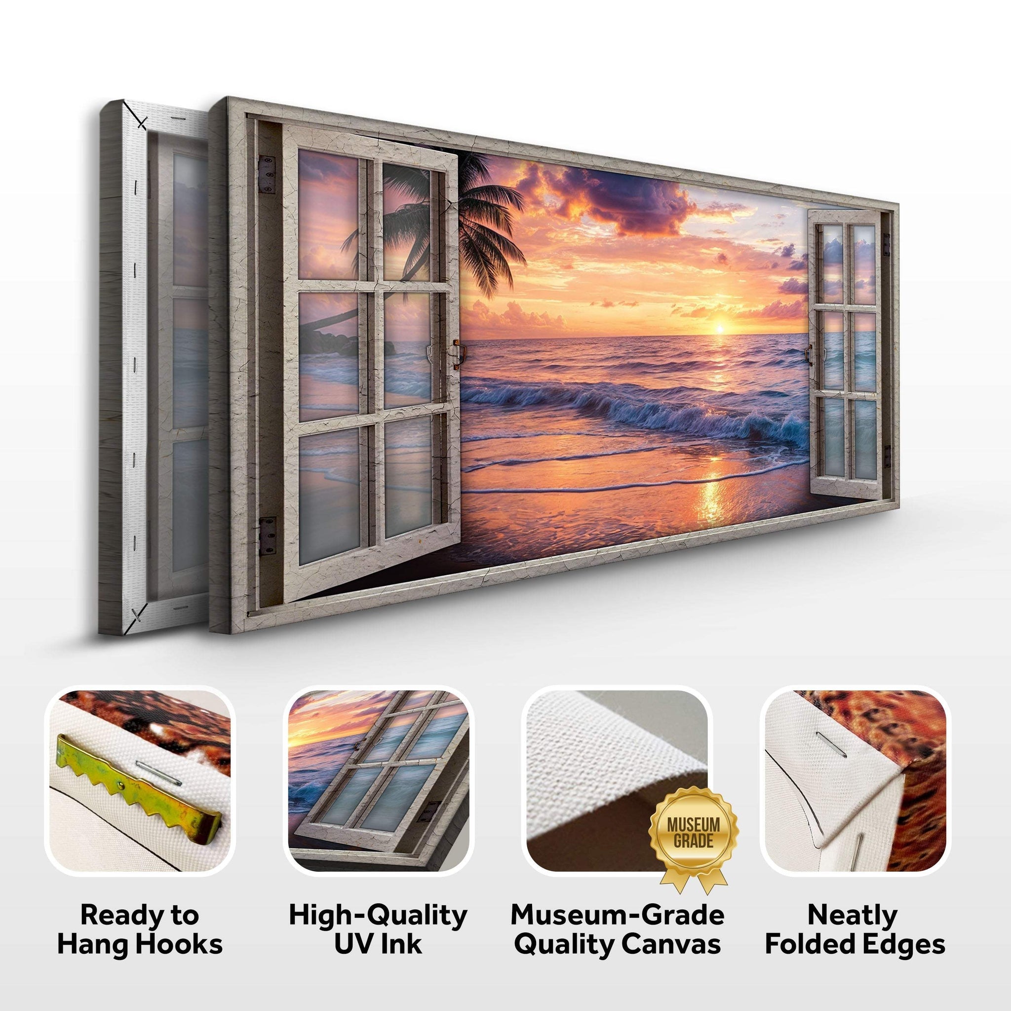 Sunset Beach Window Scenery Wall Art - Tailored Canvases - Flyclothing LLC