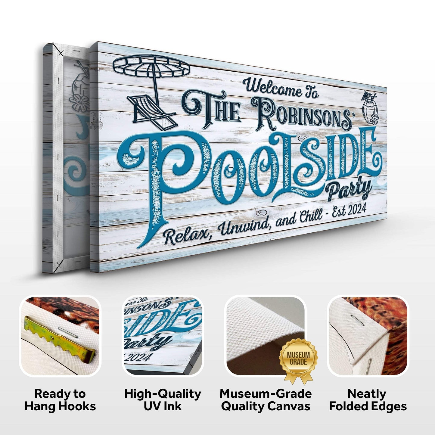 Personalized Pool Party Sign - Tailored Canvases - Flyclothing LLC