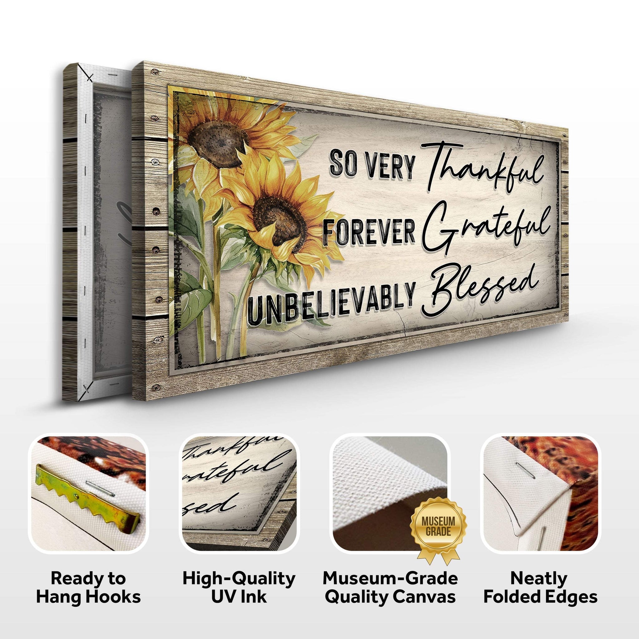 Grateful Thankful Blessed Family Sign II - Tailored Canvases - Flyclothing LLC