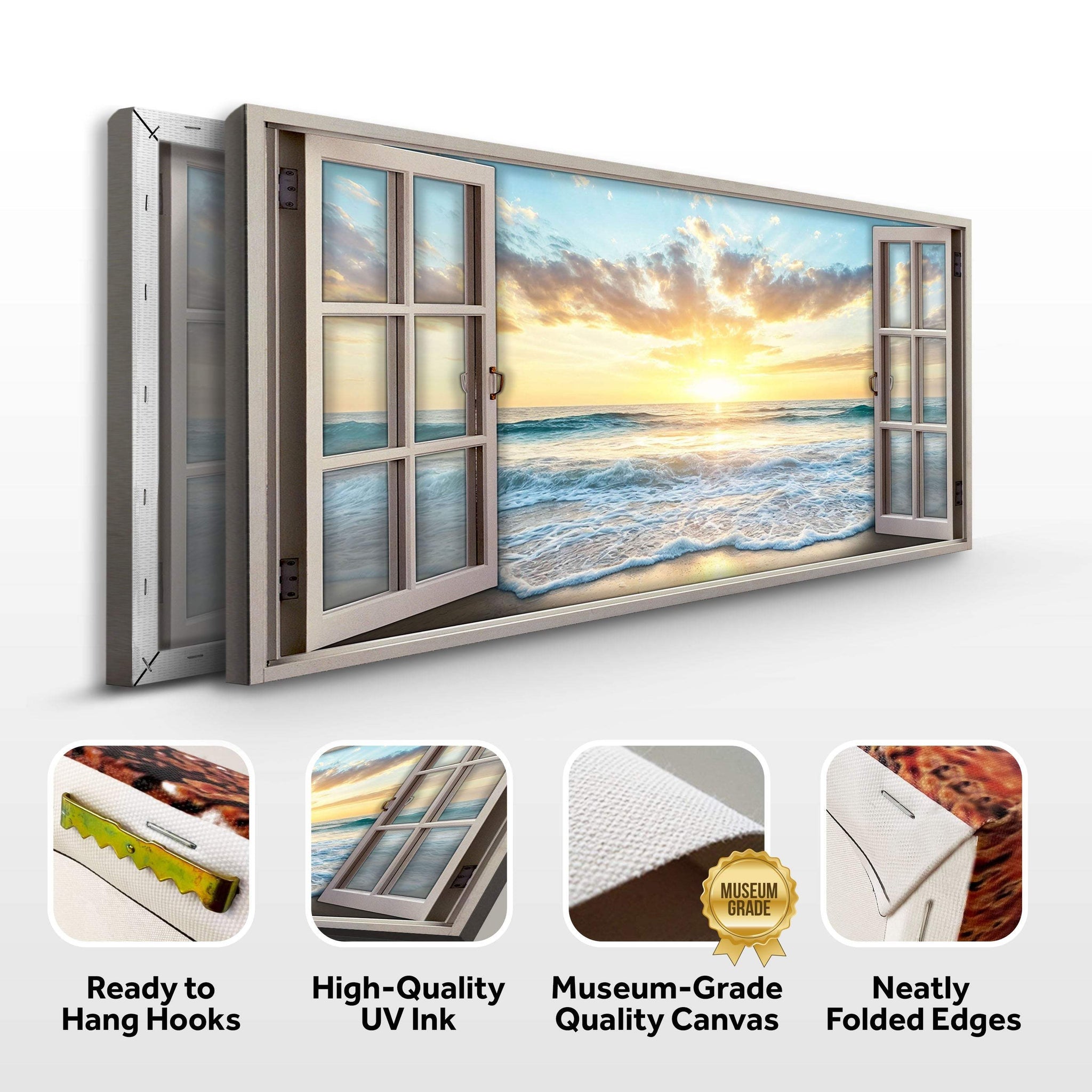 Sunrise Beach Window Scenery Wall Art - Tailored Canvases - Flyclothing LLC
