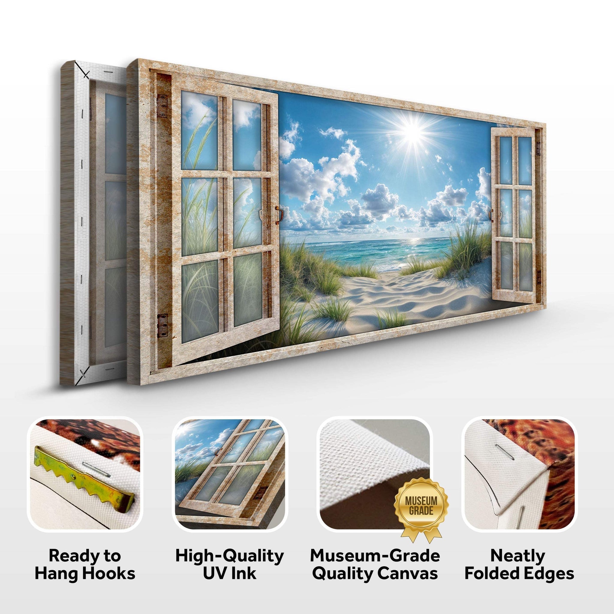 Morning Beach Window Scenery Wall Art - Tailored Canvases - Flyclothing LLC
