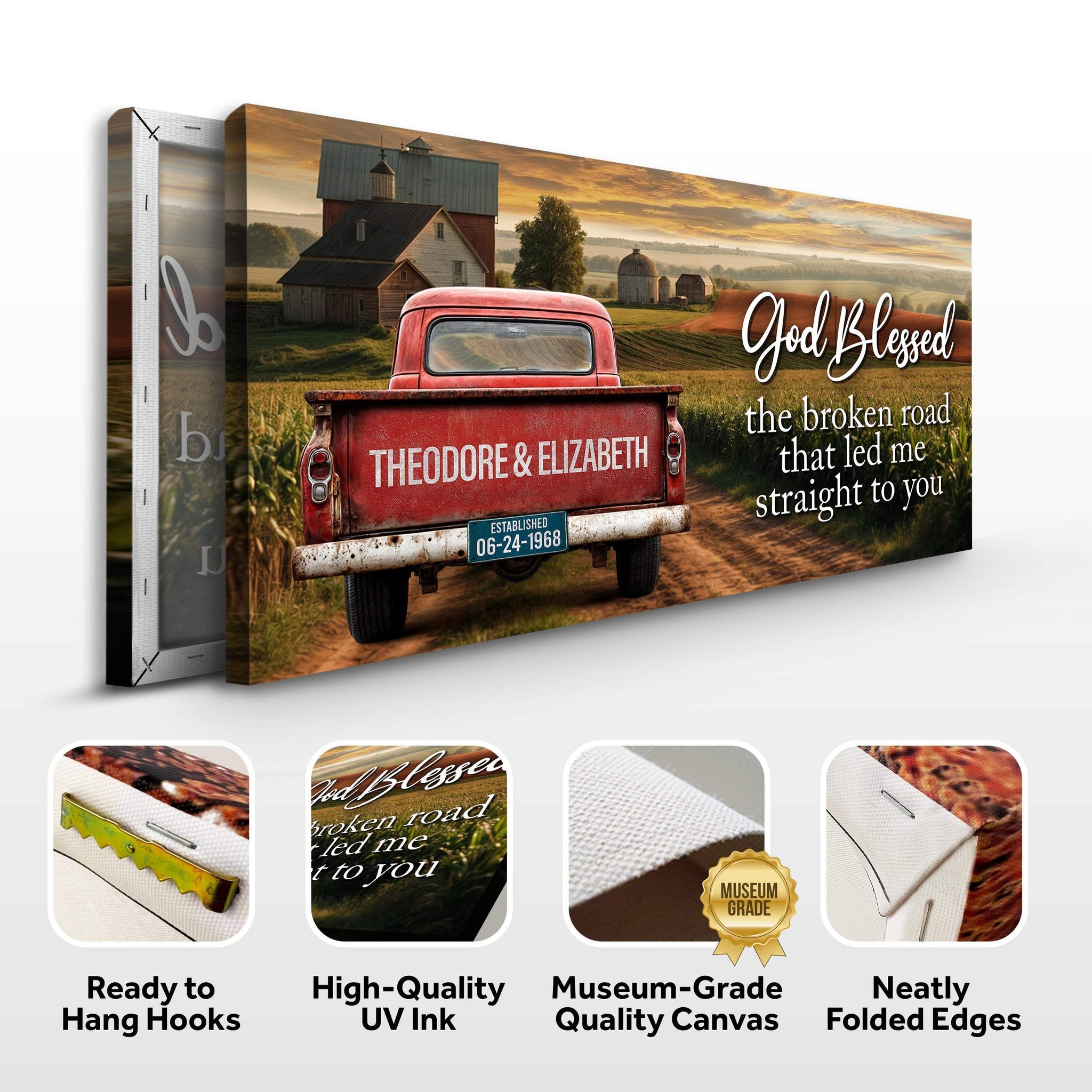 Custom Vintage Truck Couple Sign - Tailored Canvases - Flyclothing LLC