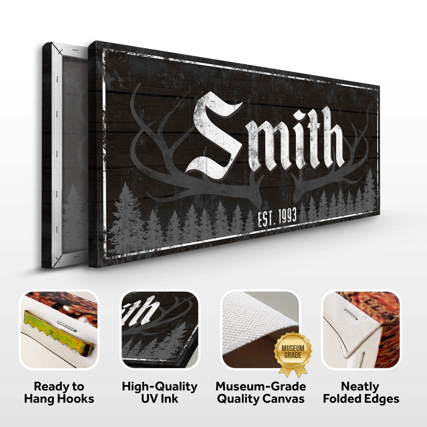 Rustic Family Antler Sign III - Tailored Canvases - Flyclothing LLC