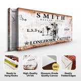 Longhorn Rustic Cattle Sign II - Tailored Canvases - Flyclothing LLC