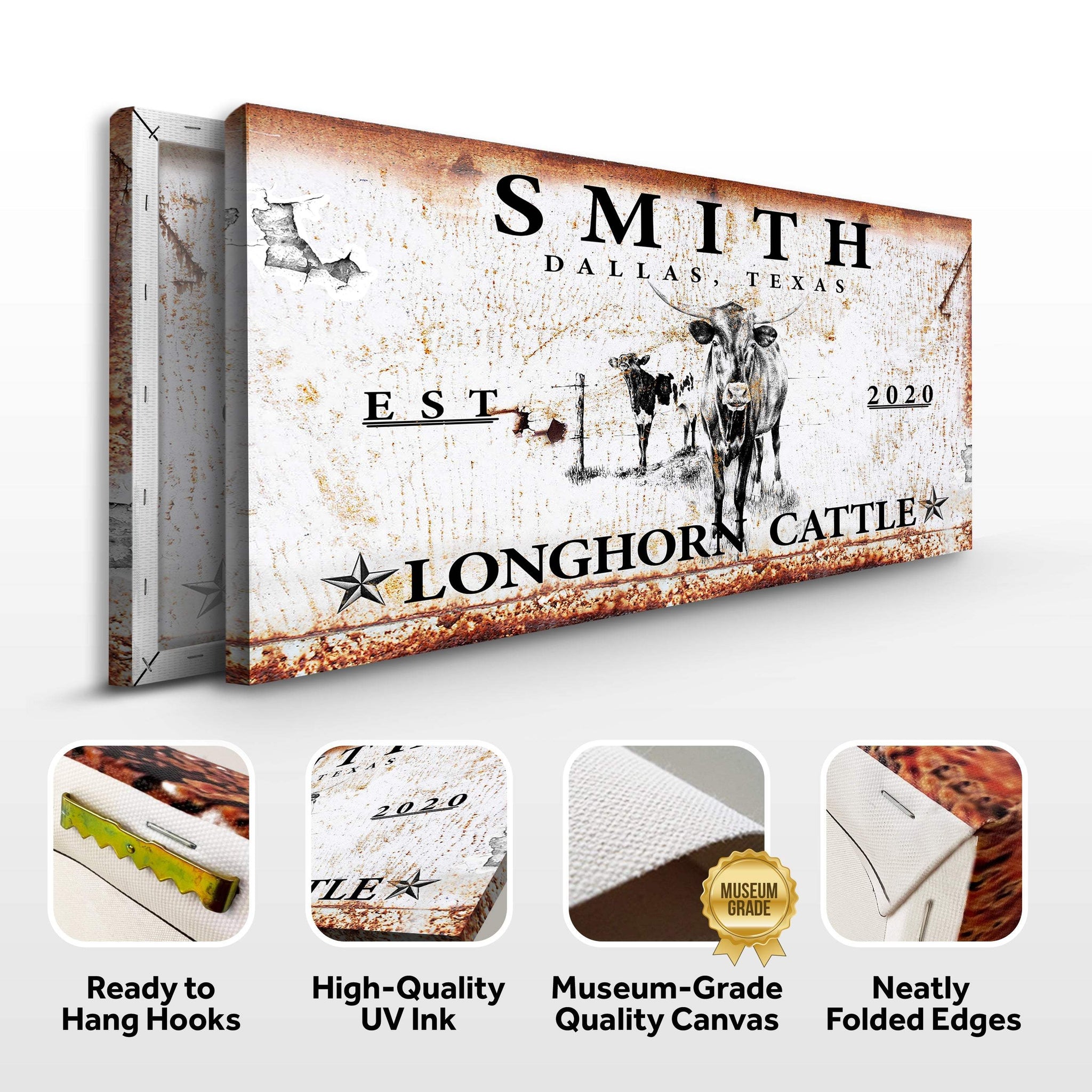 Longhorn Rustic Cattle Sign II - Tailored Canvases - Flyclothing LLC